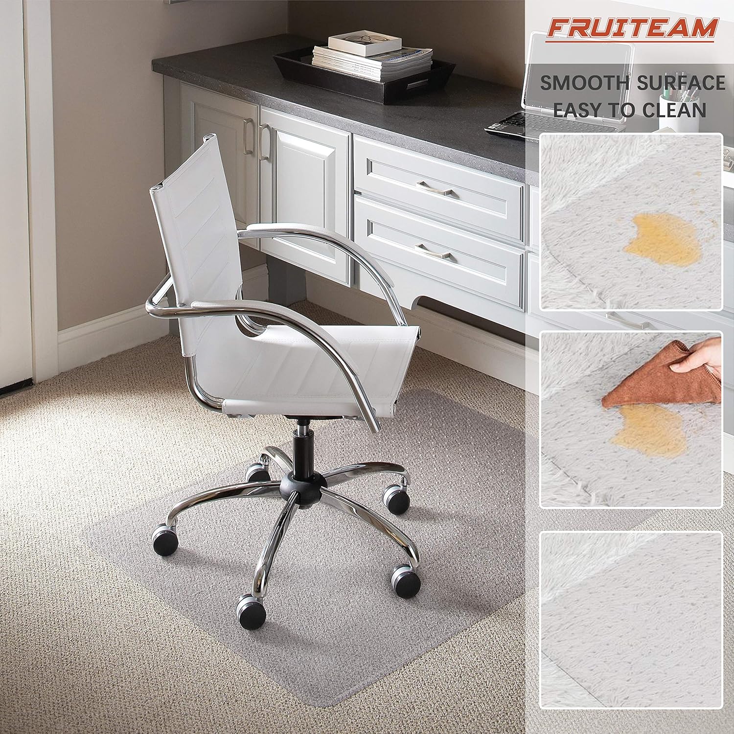 Chair-Mat-Carpet, Desk-Mat-Rectangular, FRUITEAM Desk Chair Mat, Office Rectangular Chair Mat for Carpet, Easy to Be Expanded, 90 x 120 cm/36 x 48 inch : Office Products