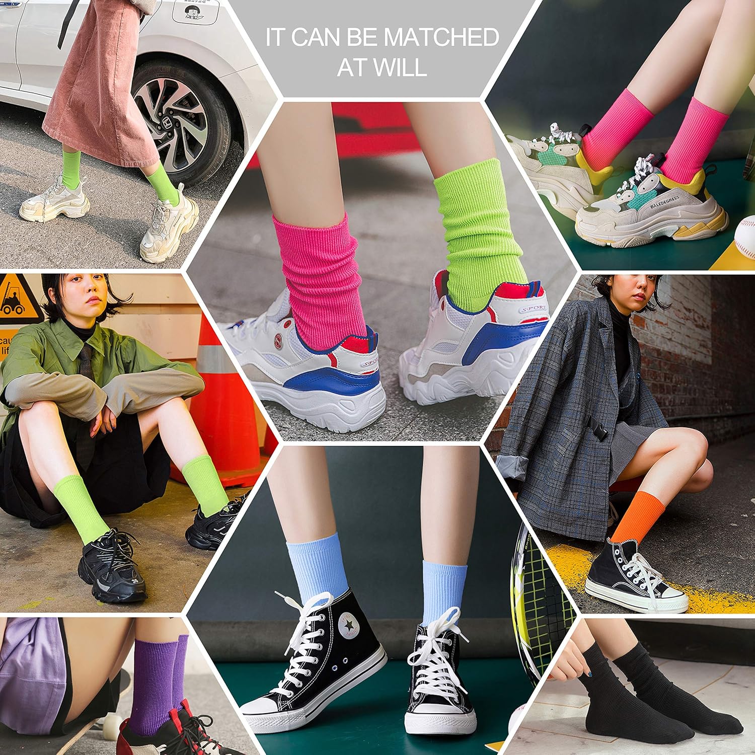 Lovful 12 Pack Women's Solid Color Roll Top Cotton Crew Socks,12 Pack,One Size - Image 2