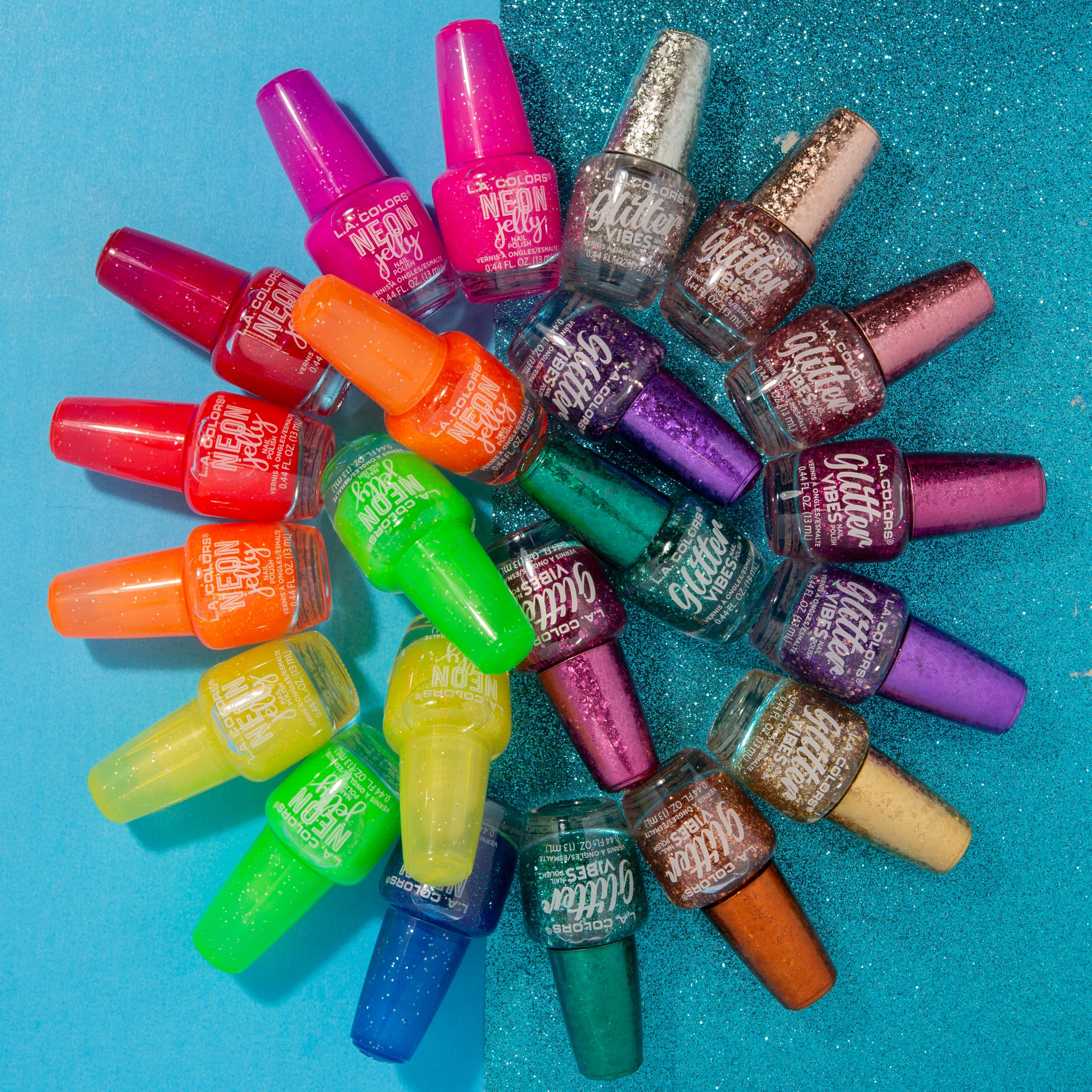 Amazon.com : L.A. COLORS Glitter Vibes Nail Polish, Purple-Razzi