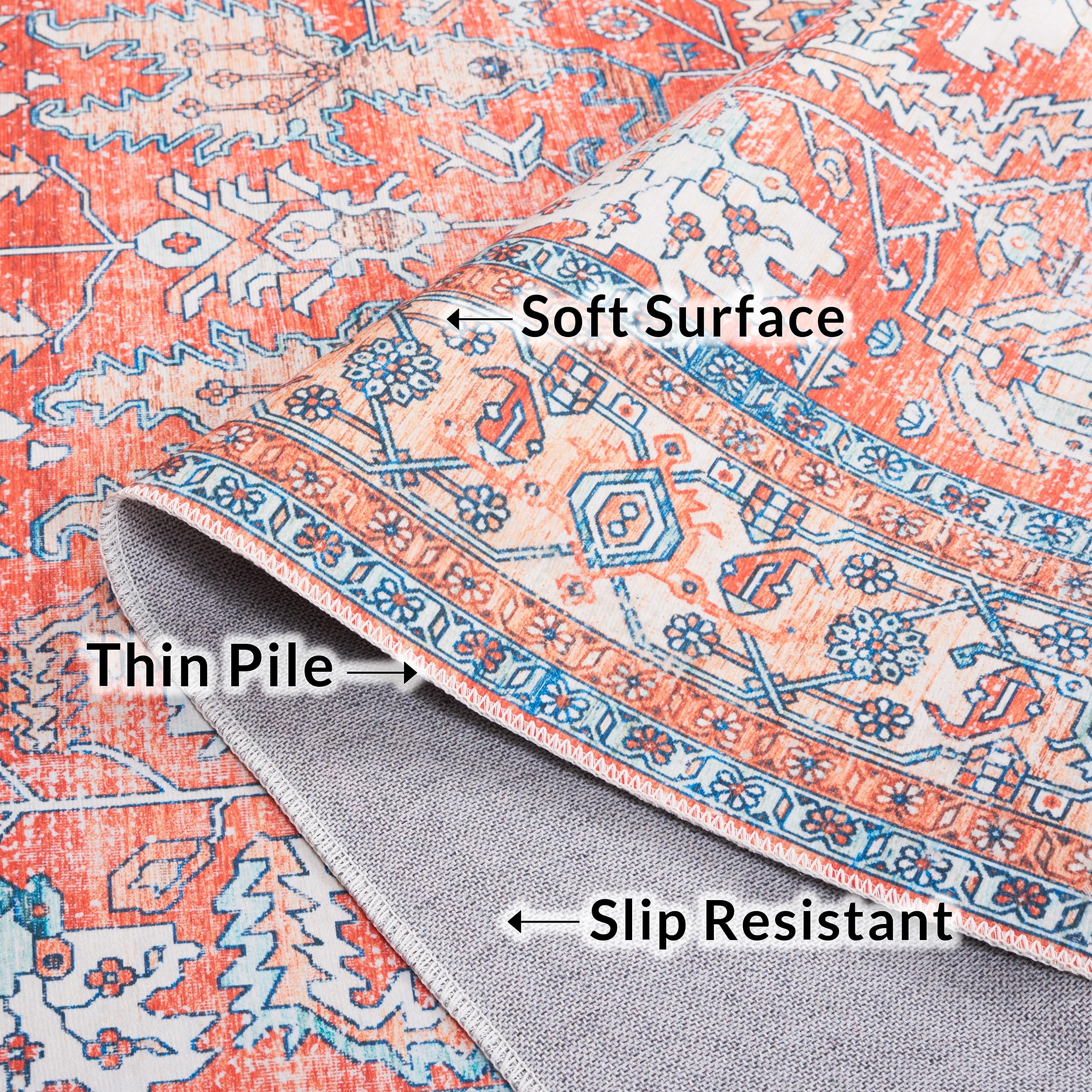 Safavieh Distressed Rug Ideal for High Traffic Areas, Machine Washable and Non Slip, Arizona Collection, Short Pile - Image 3