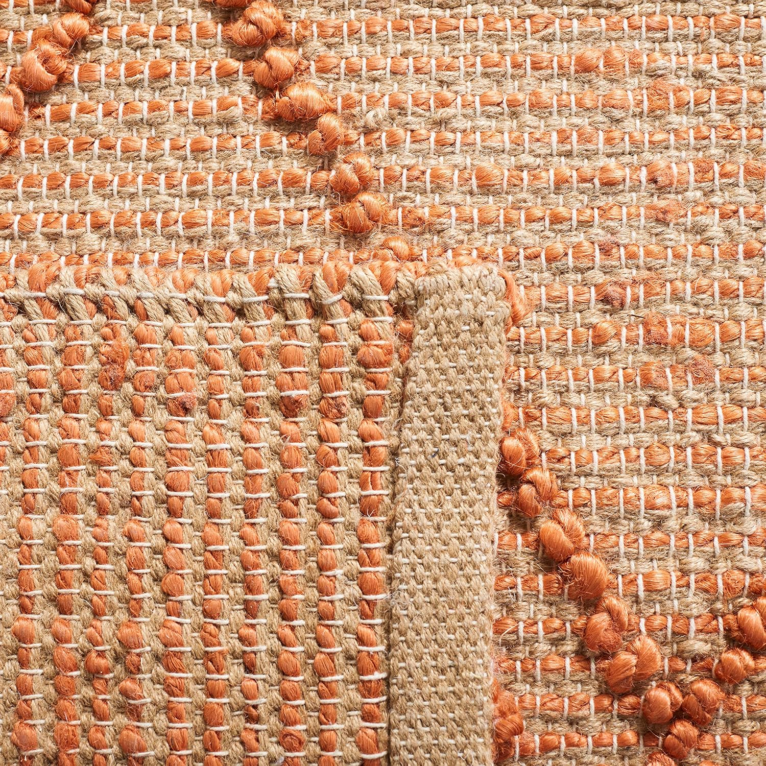 SAFAVIEH Natural Fiber Collection Accent Rug - 3' x 5', Orange & Natural, Handmade Flat Weave Boho Moroccan Farmhouse Trellis Jute, Ideal for High Traffic Areas in Foyer, Living Room, Bedroom (NF220P)