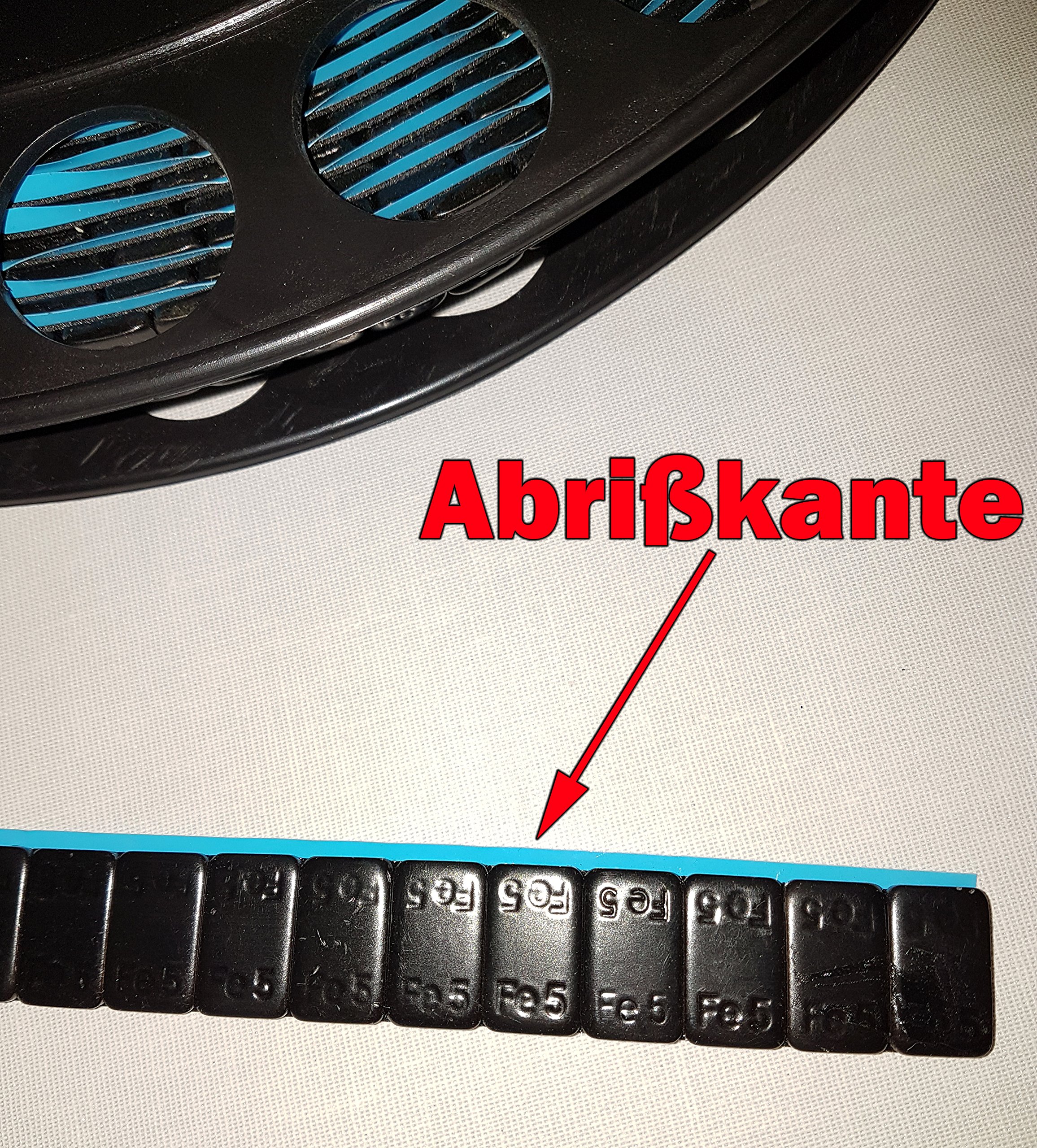 1200 St. Klebegewichte auf Rolle Schwarz Auswuchtgewichte 6Kg mit Abrißkante Kleberolle Kunststoffbeschichtet Kleberiegel Riegel 5g