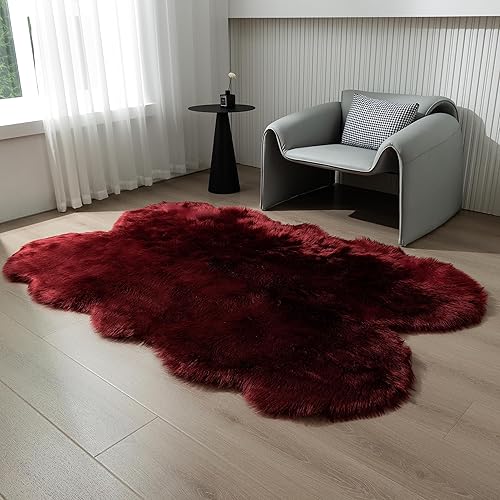 Miniatura 181 de Alfombra blanca de piel sintética de piel de oveja de 2 x 6 pies, alfombra mullida súper suave y esponjosa utilizada para dormitorio, suelo de Blanco