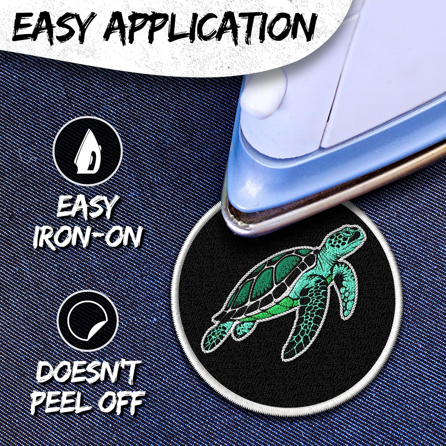 Turtle Iron on Patch Embroidered image 3