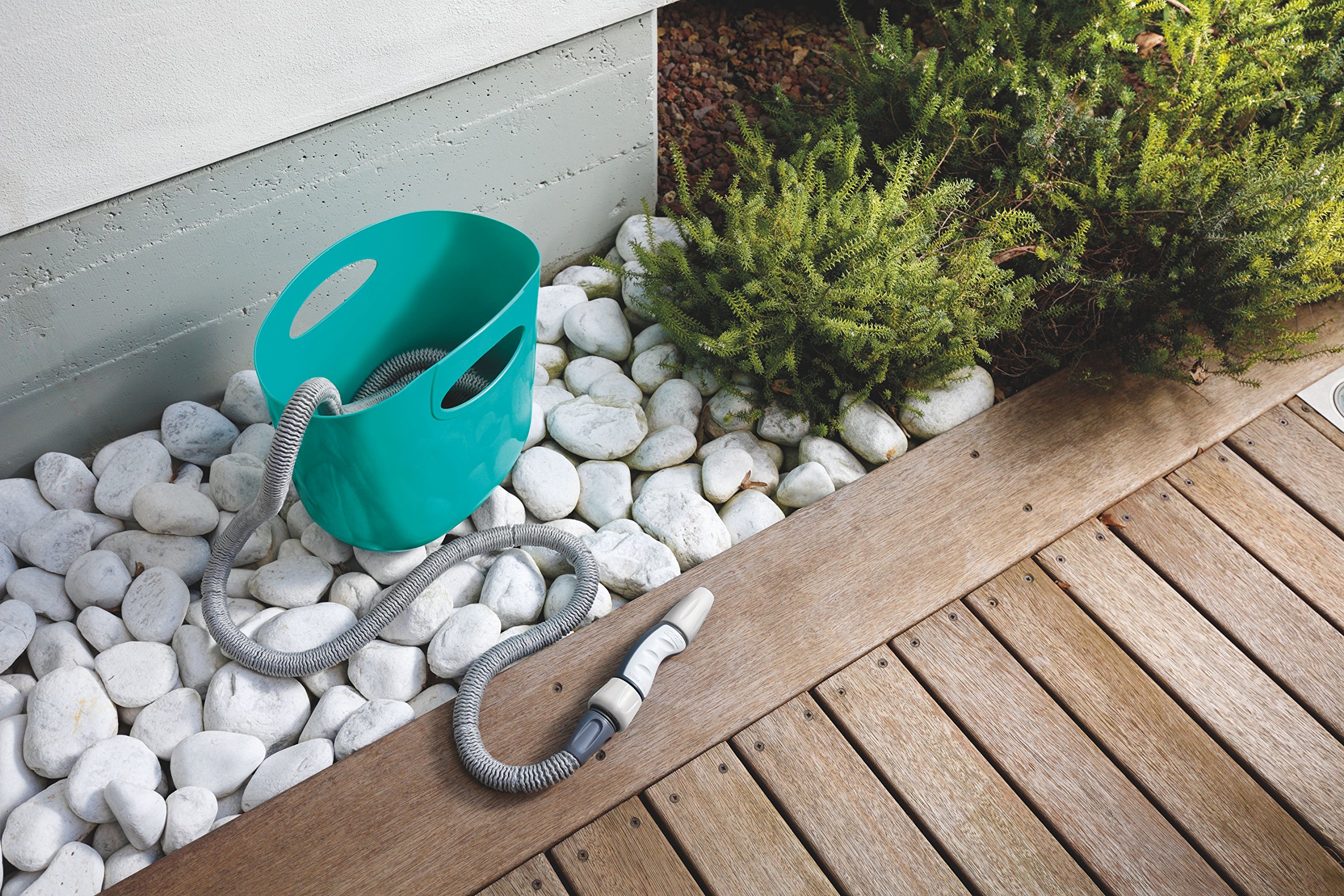 GF Garden Aquapop 15 Tuyau extensible de jardin 15 m en kit prêt à l'emploi avec sac en plastique pratique Bleu clair pour l'arrosage de jardin, balcons, terrases et légumes