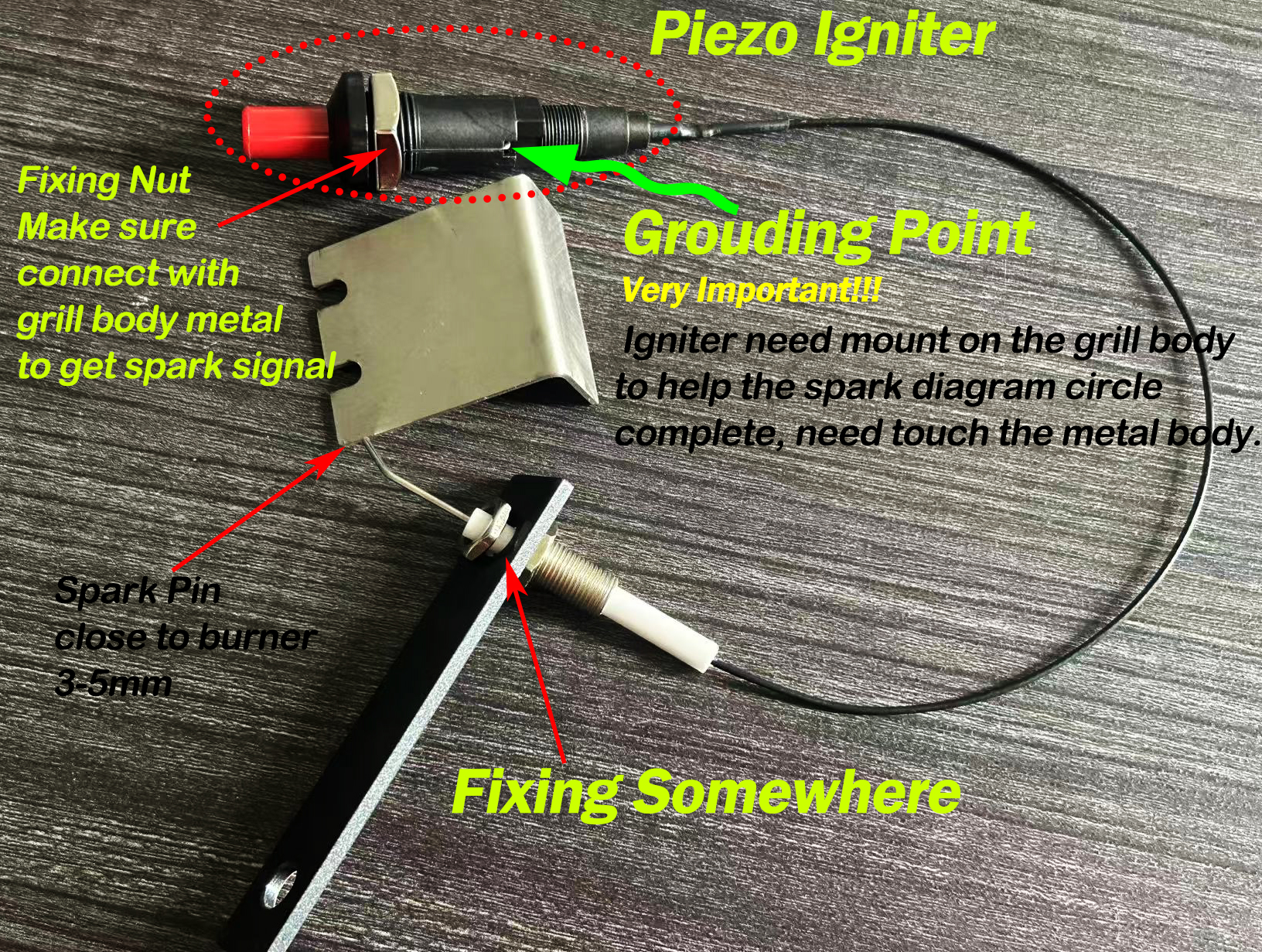 MENSI Propane Push Button Piezo Igniter Kit Gas Grill Range Heater