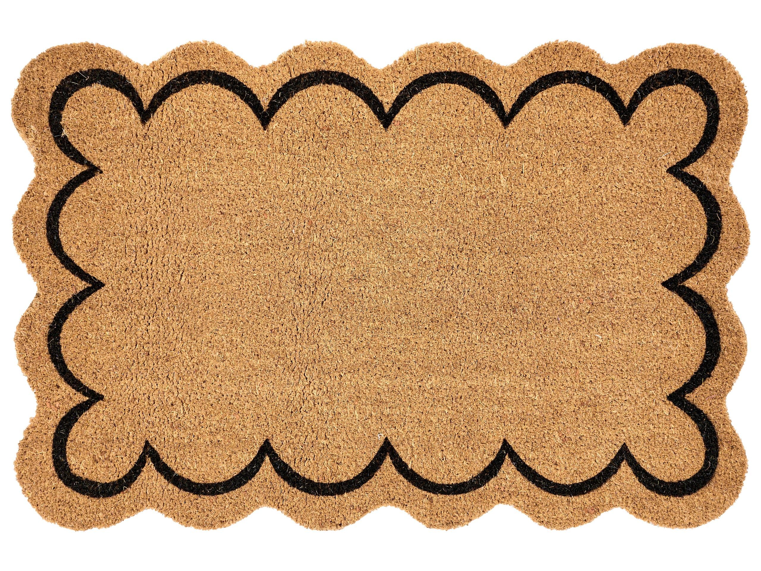 Beliani Paillasson en Fibre de Coco 60 x 90 cm Antidérapant Dessous en PVC Motif Ondulé Naturel Holon