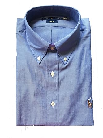 Ralph Lauren Men Slim-FIT Cotton Oxford Shirt Size 16 Blue