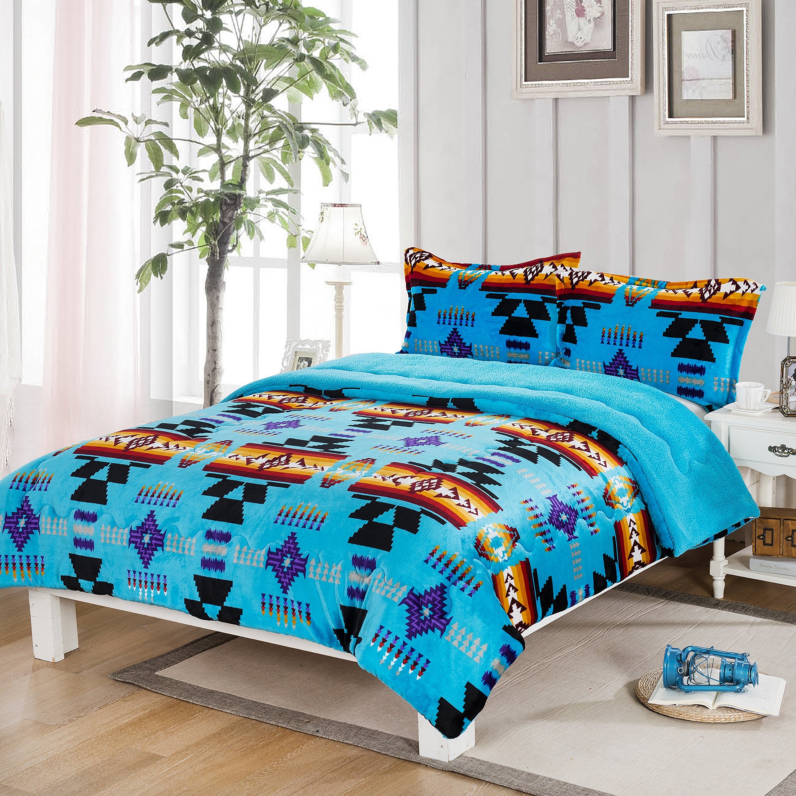 Amazon.com: Nu Trendz Signature Turquoise Blue Comforter Set Queen
