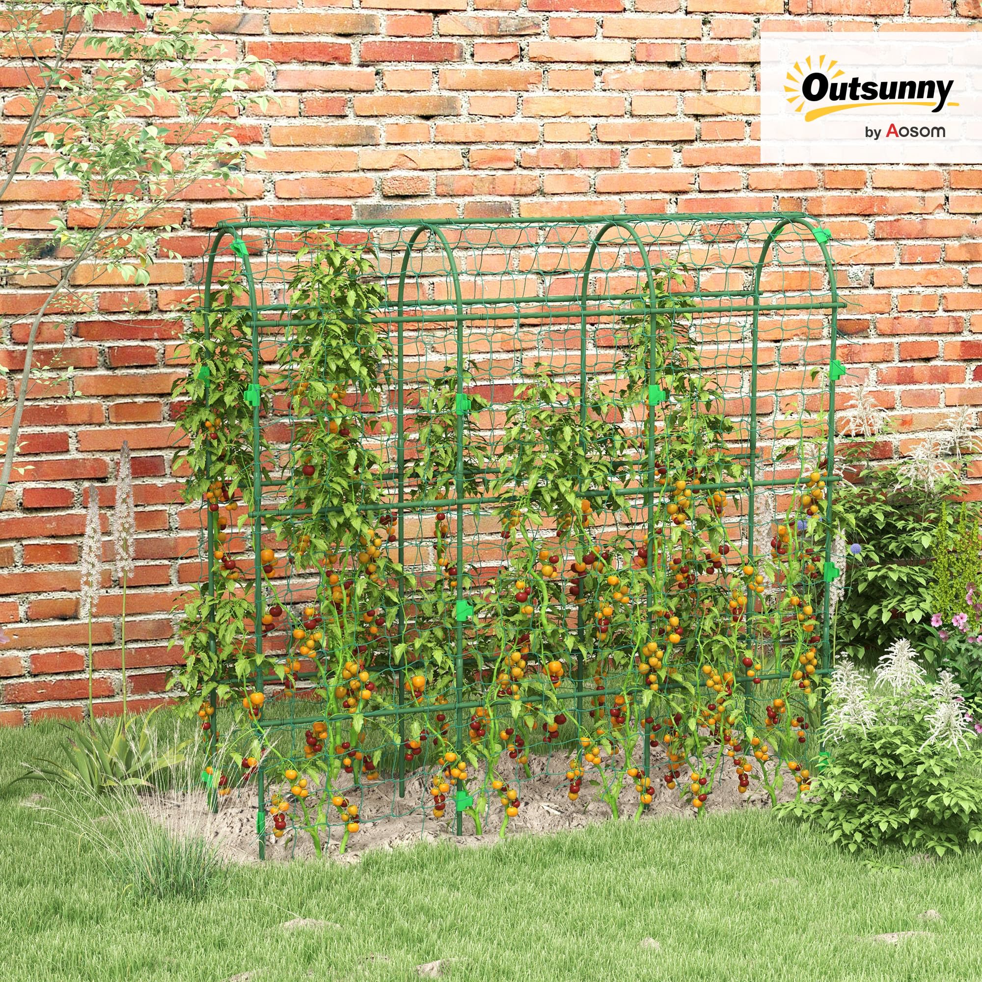 Outsunny Rankgitter Rostfrei für Kletterpflanzen 43 x 182 x 183 cm Schwarz | Aus Metall, Gurken Spalier, Rankhilfe, Pflanzenspalier, Garten Spalier, für Tomaten, Gemüse, Blumen