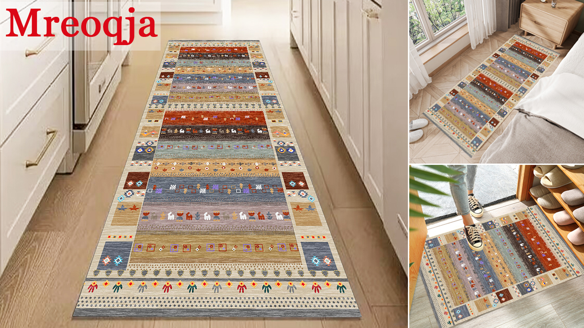 Tapis Couloir Long Vintage 60x80cm Antidérapant Lavable - Tapis Cuisine Entrée Chambre