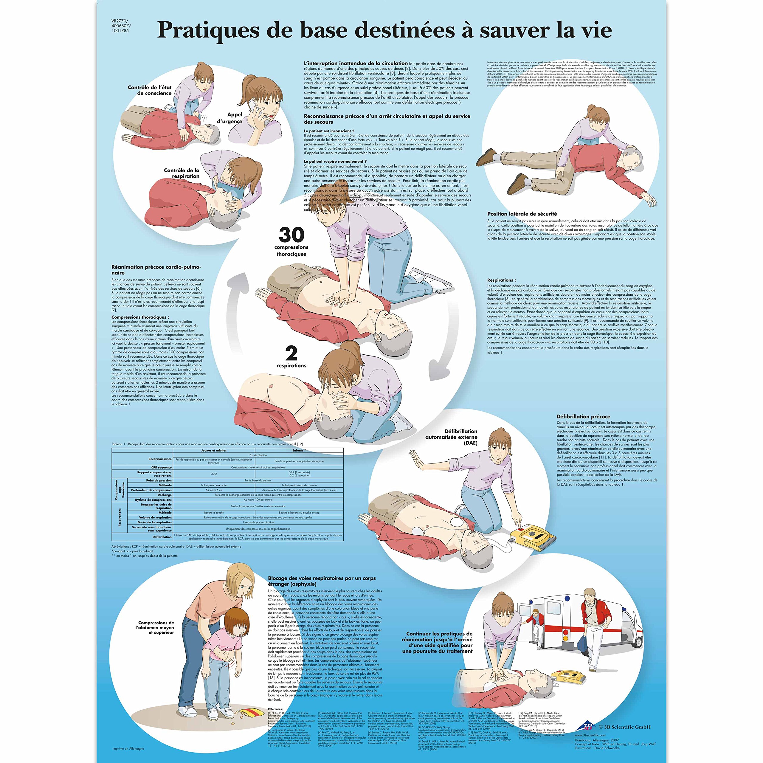 3B Scientific VR2770L "Gestes de premières urgences" Anatomical Board