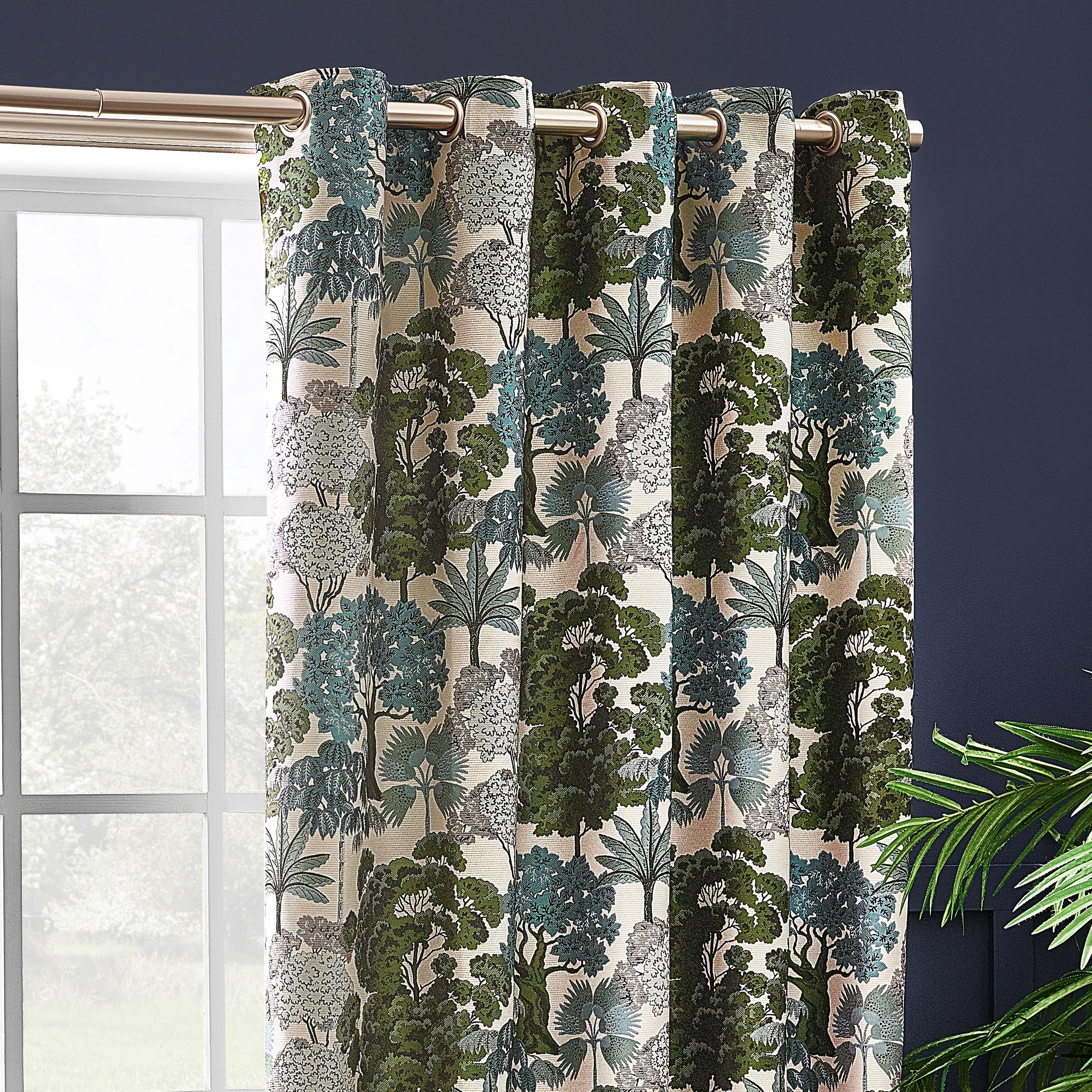 furn. Wylder Nature Woodlands Eyelet Curtains, Green, W 90.2" x L 53.9" (2 Panels) - Image 3
