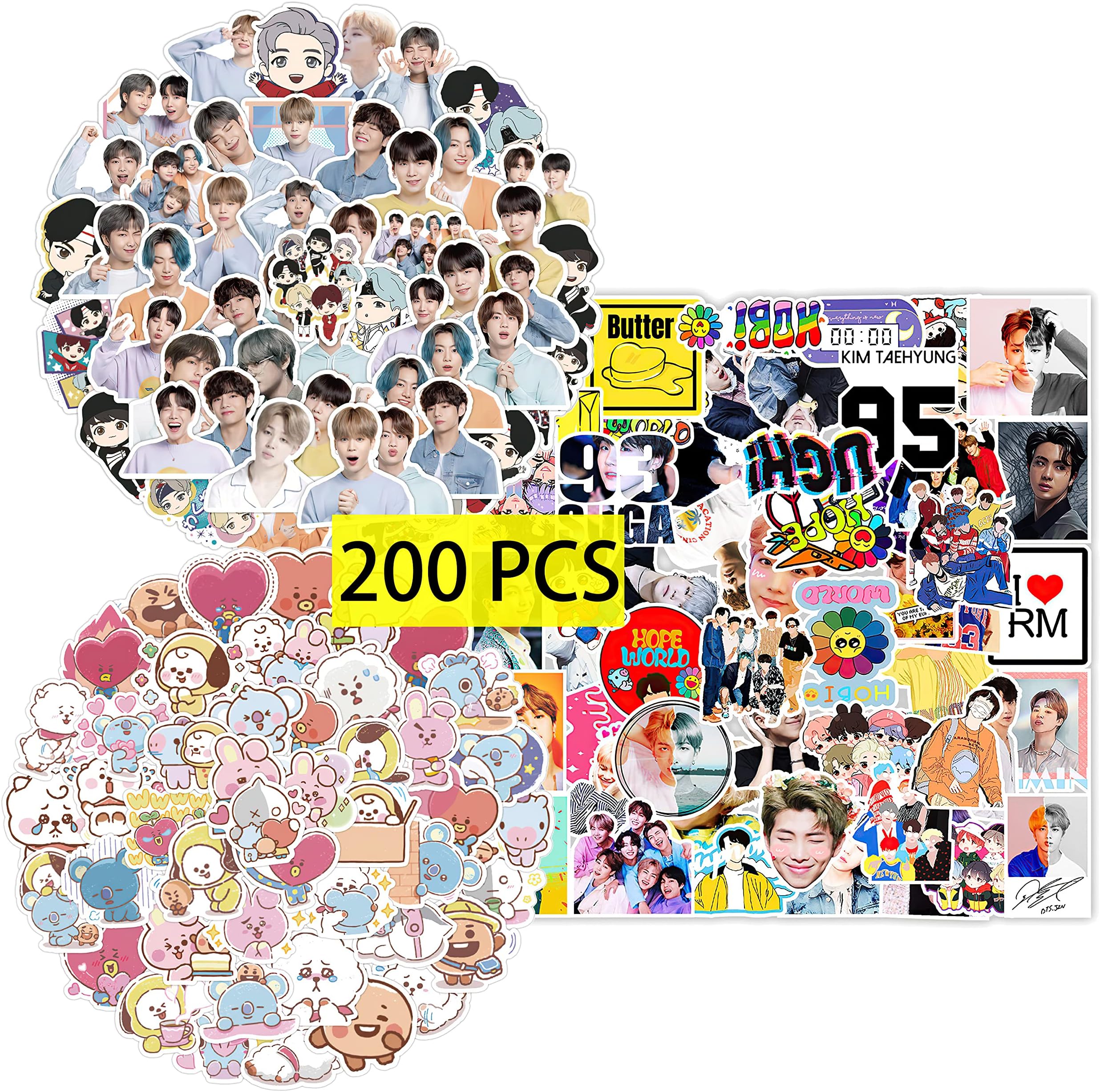 GTOTd Kpop Stickers (200PCS) Gifts Merch BTS Star Party Supplies Vinyl Decor for Laptop Skateboard Guitar Luggage Water Bottle for Teens