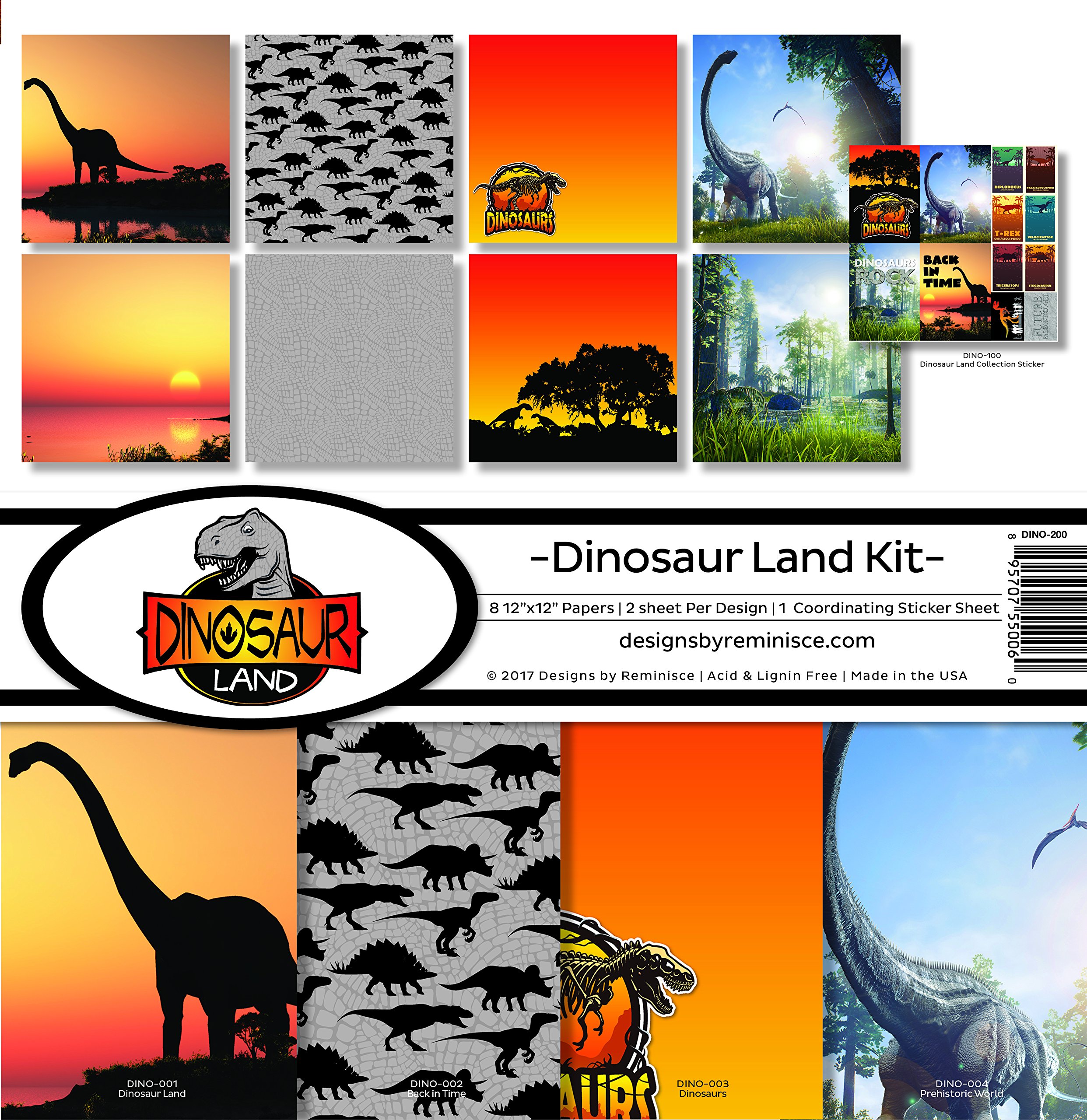 Reminisce DINO-200 Dinosaur Land Scrapbook Collection Kit