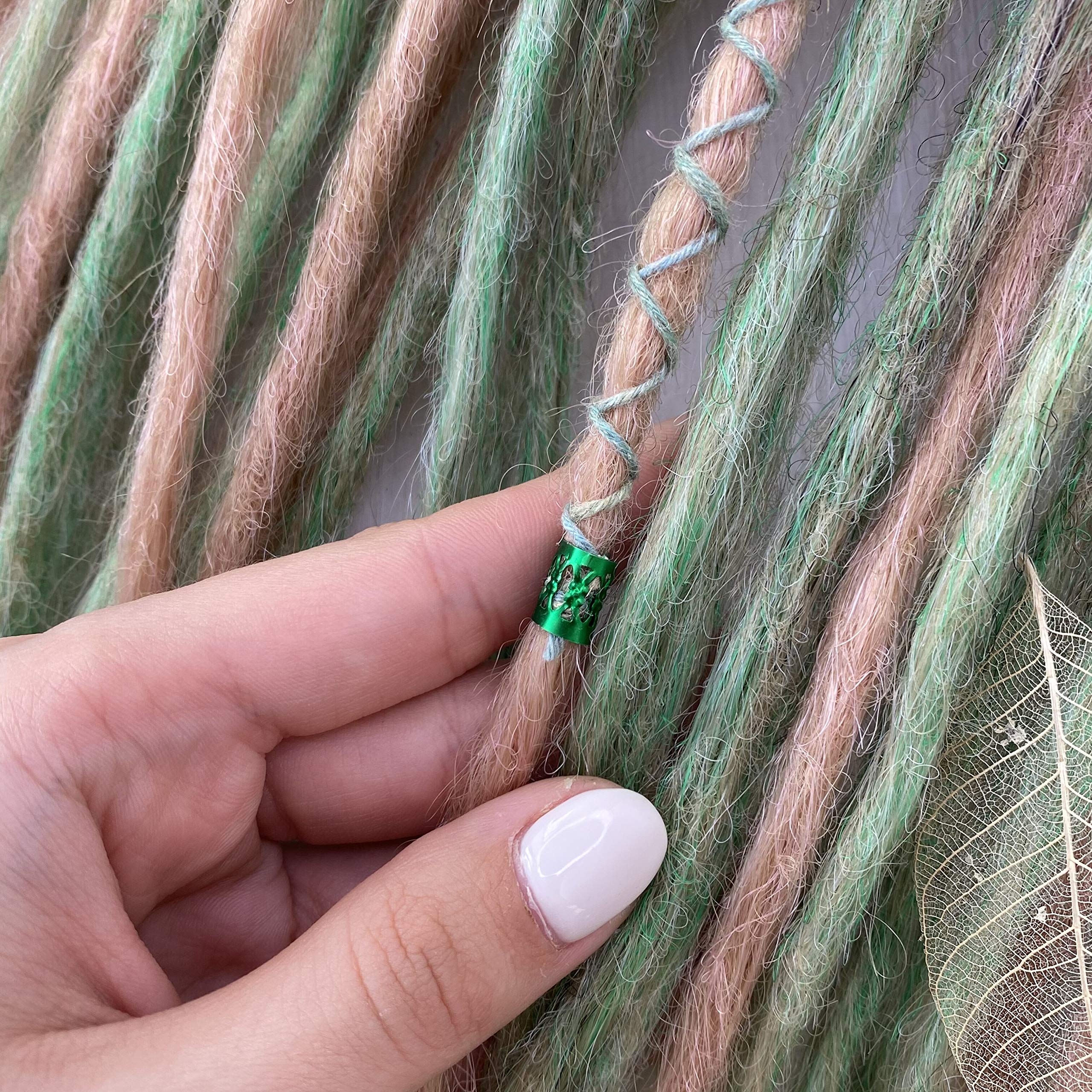 Buy Synthetic Dreads, Natural Light Brown and Green, Ombre Dreads, Synthetic dreads, de dreads