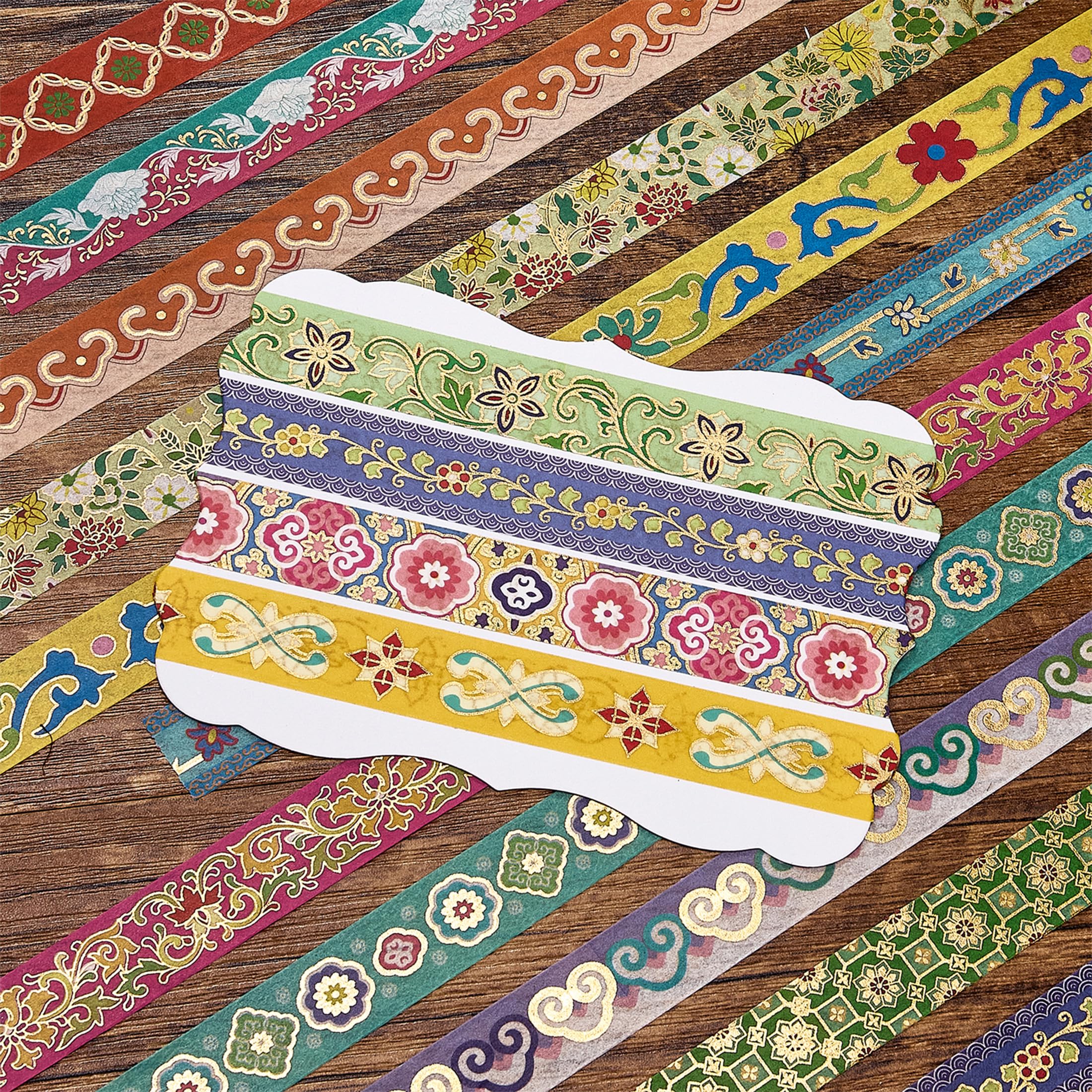 Songdao 12 Rolls Chinese Style Washi Tape Set, Decorative Antique Masking Tapes, Colourful For Art, DIY Crafts, Diary, Planner, Scrapbook, Packaging (Almond Blossom Ridge