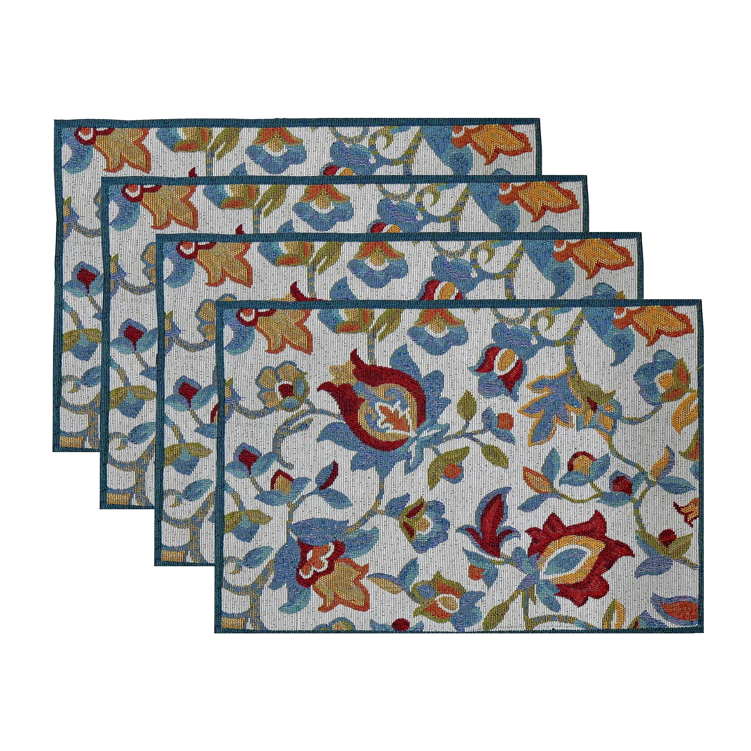Rangoli Cotton Table Mats - Set of 4 Floral Design -9 Rangoli Cotton Table Mats - Set of 4 Floral Design -9