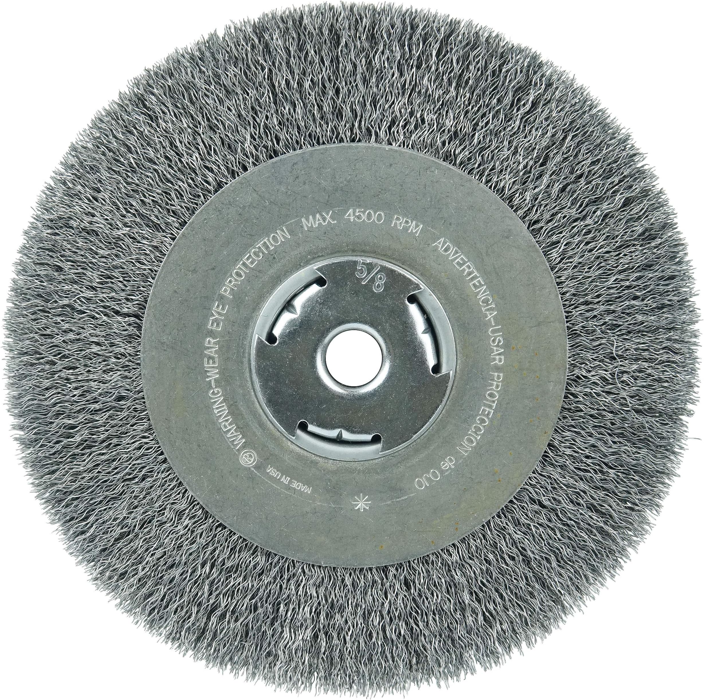 Weiler 36206 Wolverine 8" Crimped Wire Wheel, .014" Steel Fill, Wide Face, 5/8" Arbor Hole, Made in The USA