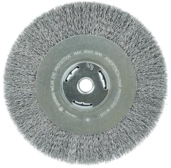 Weiler 36206 Wolverine 8" Crimped Wire Wheel, .014" Steel Fill, Wide Face, 5/8" Arbor Hole, Made in The USA