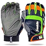 Franklin Sports MLB Shok-Sorb Neo Batting Gloves, Gray/Navy/Lime
