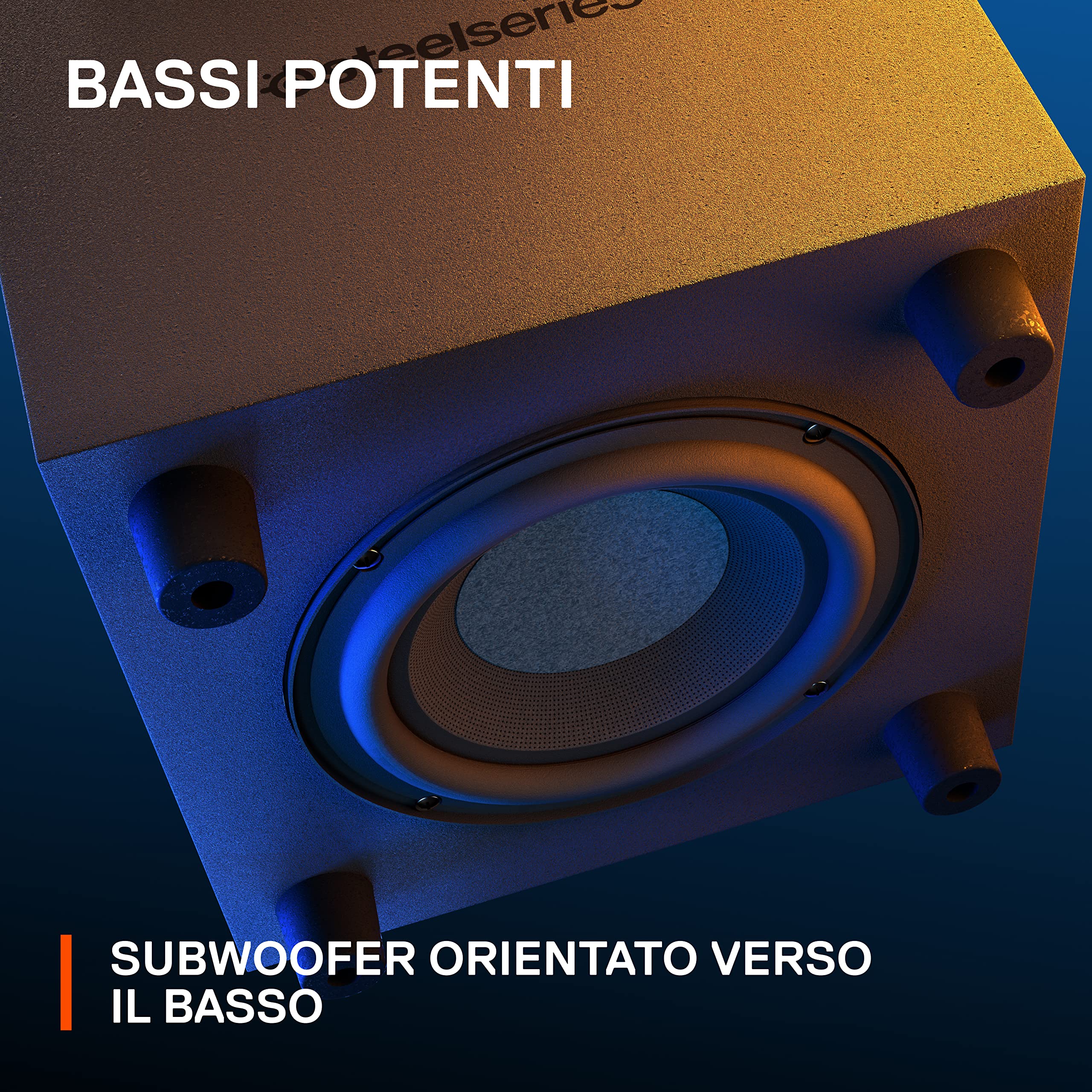 SteelSeries Arena 7 - Altoparlanti da gaming 2.1 illuminati - Design a 2 vie - Bassi potenti, subwoofer - Illuminazione RGB reattiva - USB, Aux, Ottico, Cablato - Bluetooth