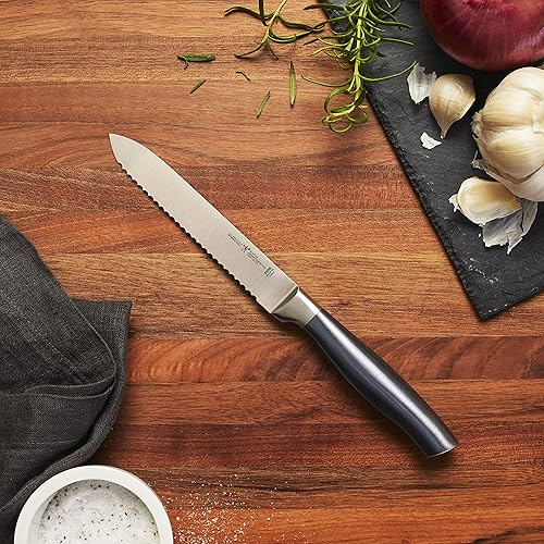 Miniatura 4 de HENCKELS Cuchillo de tomate afilado de grafito de 5 pulgadas, diseño alemán informado por más de 100 años de maestría, cuchillo dentado, cuchillo