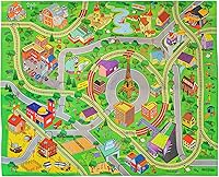 Vista 5 de Alfombra de juego infantil de doble cara con trenes, coches, carreteras, ciudad