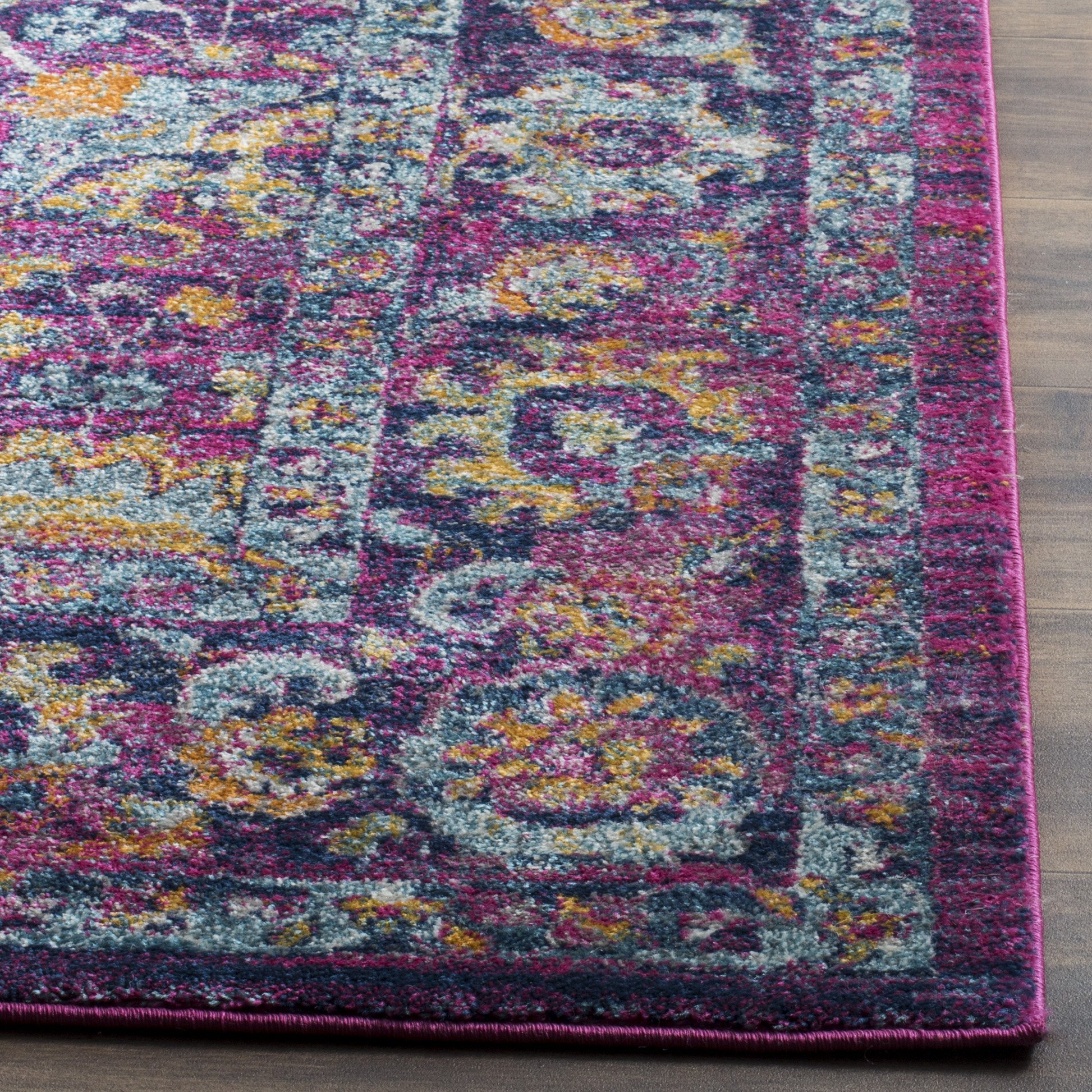 SAFAVIEH Tapis Traditionnel Pour Salon, Salle à manger, Chambre à coucher - Granada Collection, Tapis à poil court, Fuchsia et Multi, 155 X 229 cm