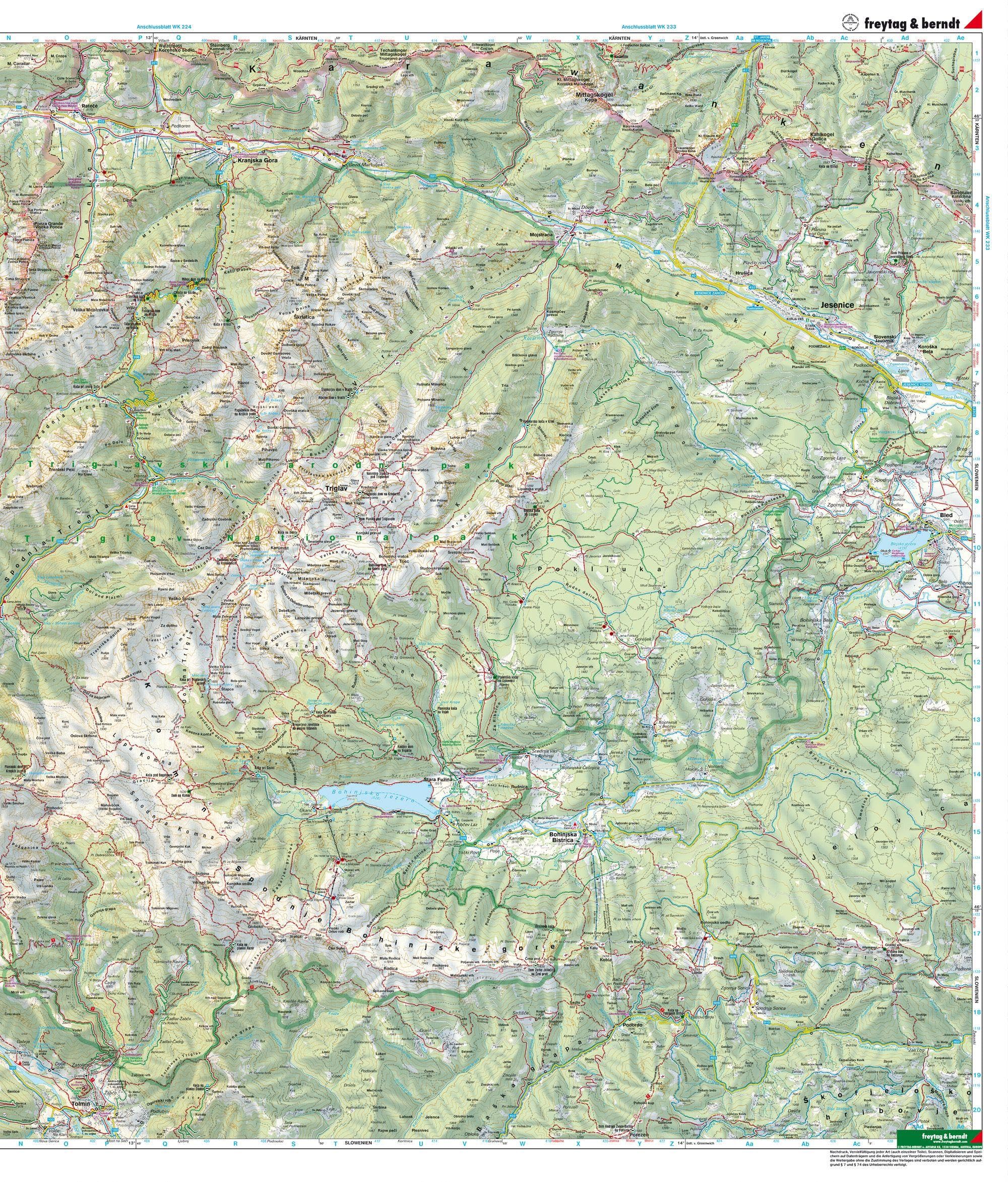 Mapa Alpy Julijskie 1:50 000: Wander-, Rad- und Freizeitkarte: WK 141