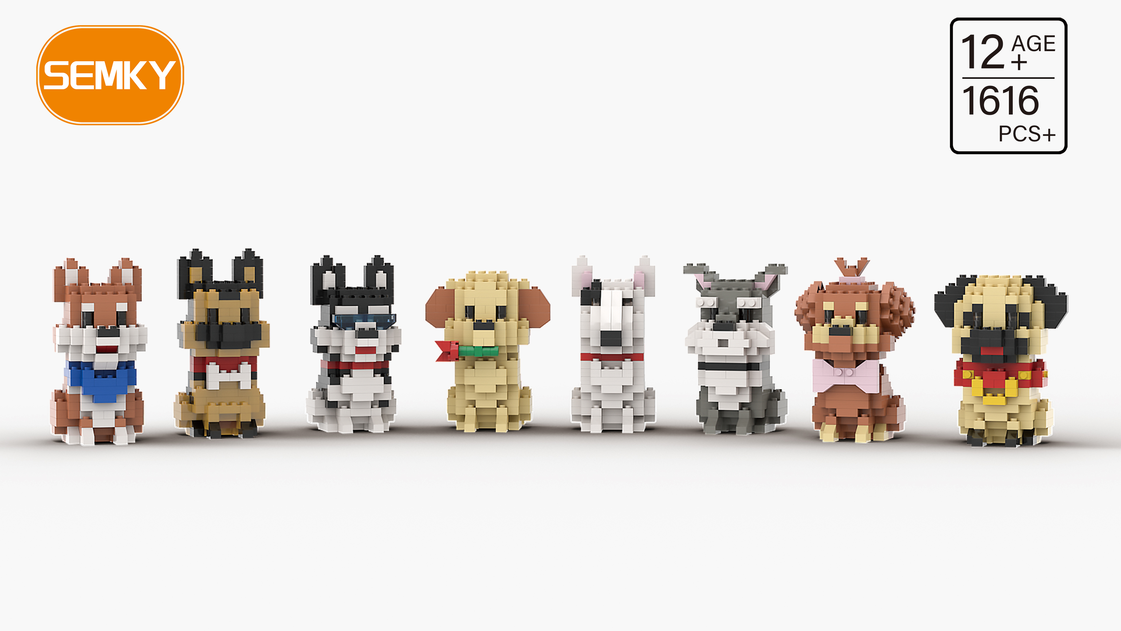 Micro Blocks DOvOb Micro Mini Blocks 8-in-1 Dogs Set - 1616 Piece 3D ...