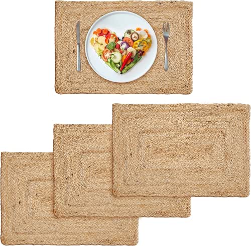 Ramanta Home Jute Braided Placemats Set of 4 13x19 Inches