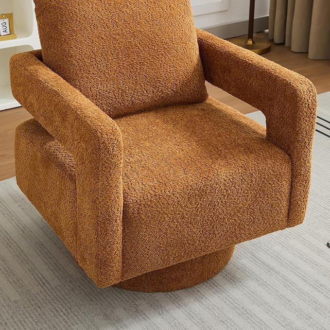 Sillón Giratorio Tapizado Boucle Caramelo 360° miniatura 9