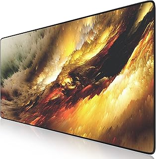 TITANWOLF - XXL Mouse Mat - Mouse Pad 900 x 400 x 3mm –Speed Gaming Mouse Pad - Extra Large - Table Mat Large Size - improved Precision and Speed – Design Golden Storm