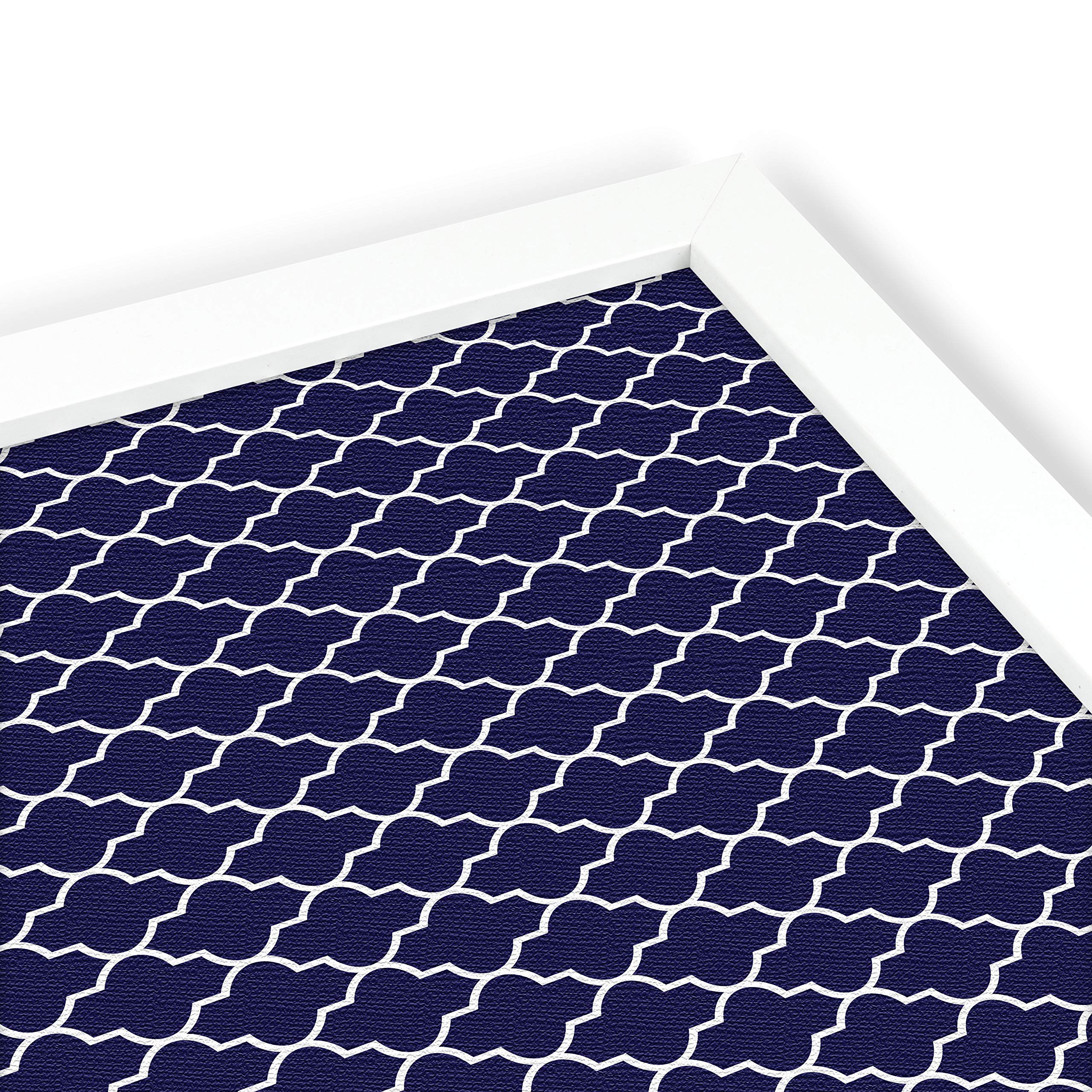 PinPix Poster con bacheca in sughero, motivo quadrifoglio blu navy, 91 x 61 cm, con cornice bianca satinata (PinPix-285)