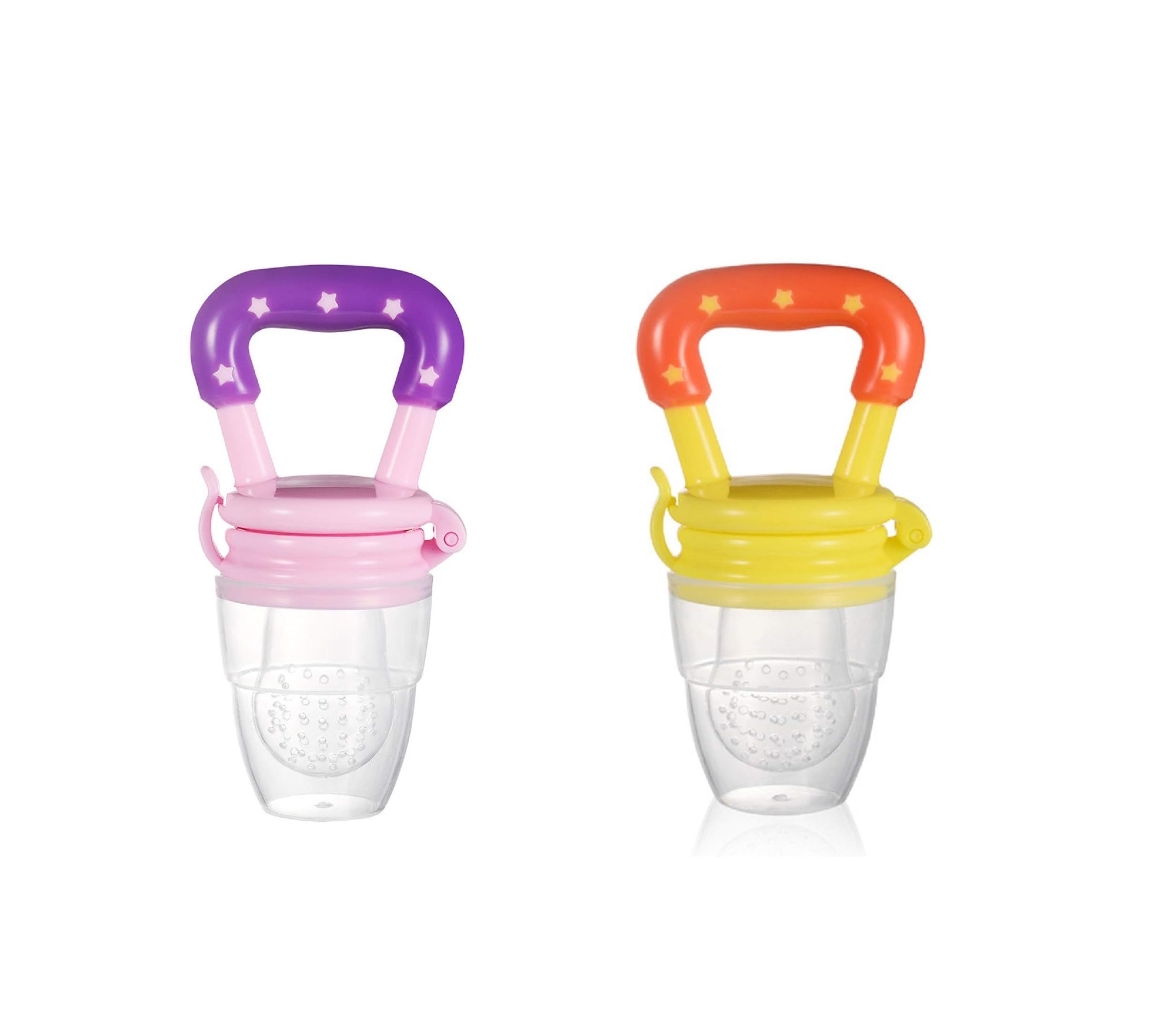ROFORUF Baby Food Feeder Pacifier, Silicone Fruit Feeder Teethers for Babies, Teether for New Born, BPA-Free Silicone Pouches (FF Pink & Yellow pk-2)-image-24