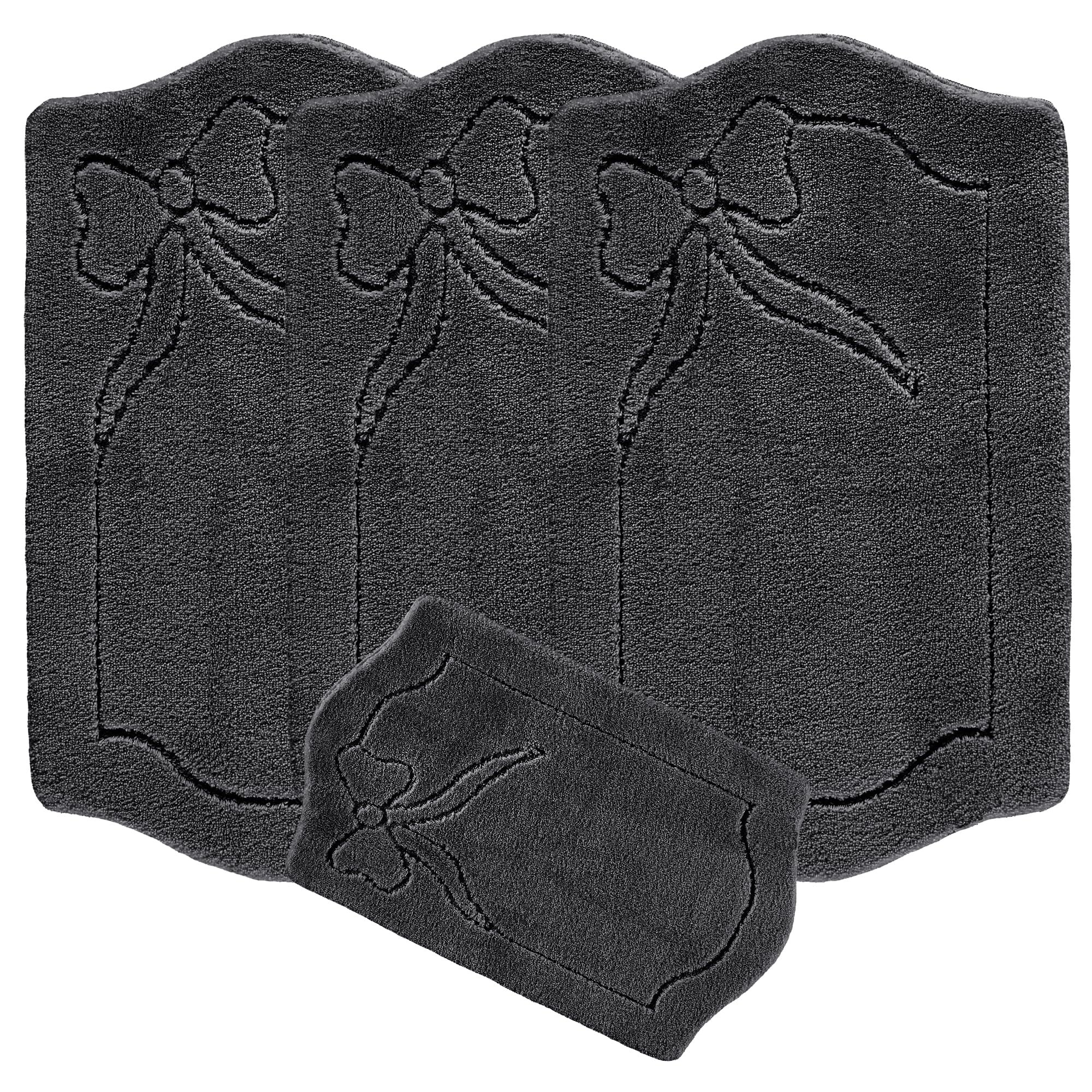 emmahome ROMANY GYPSY WASHABLE 4PCS MAT/RUG SET, CARAVAN/MOBILE HOME TOURER SIZES, 67X120CM, LEAFY Smart (Fume)