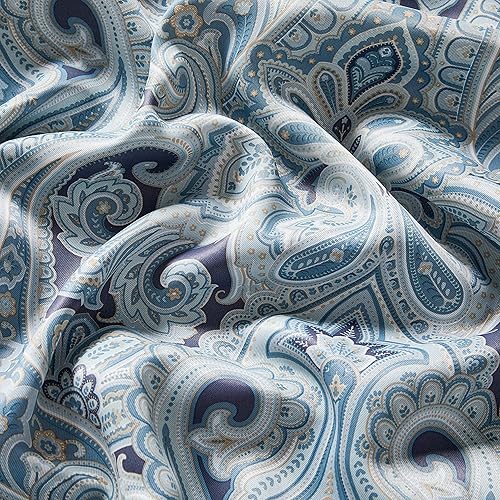 Miniatura 6 de HLC.ME París Paisley Print Damasco grueso aislamiento térmico ahorro de energía habitación oscurecimiento, ojales en la parte superior, cortinas de