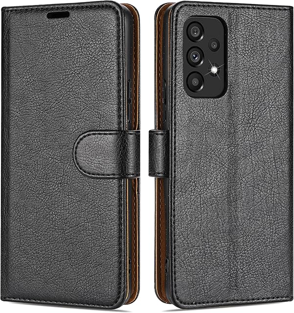 Case Collection for Samsung Galaxy A33 5G Case Premium Leather Folio Phone Cover, Magnetic Closure Protective Book Design Wallet Flip with Card Slots and Kickstand for Samsung A33 Case Black
