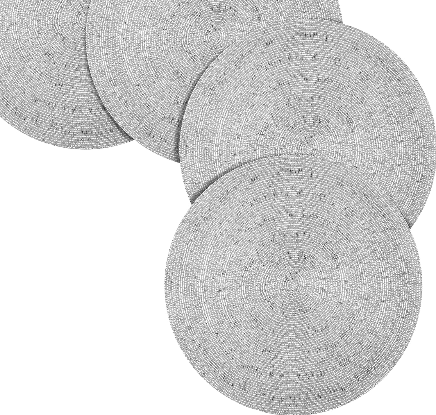 Round Beaded Placemats White 13" Round,Placemats for Dining Table