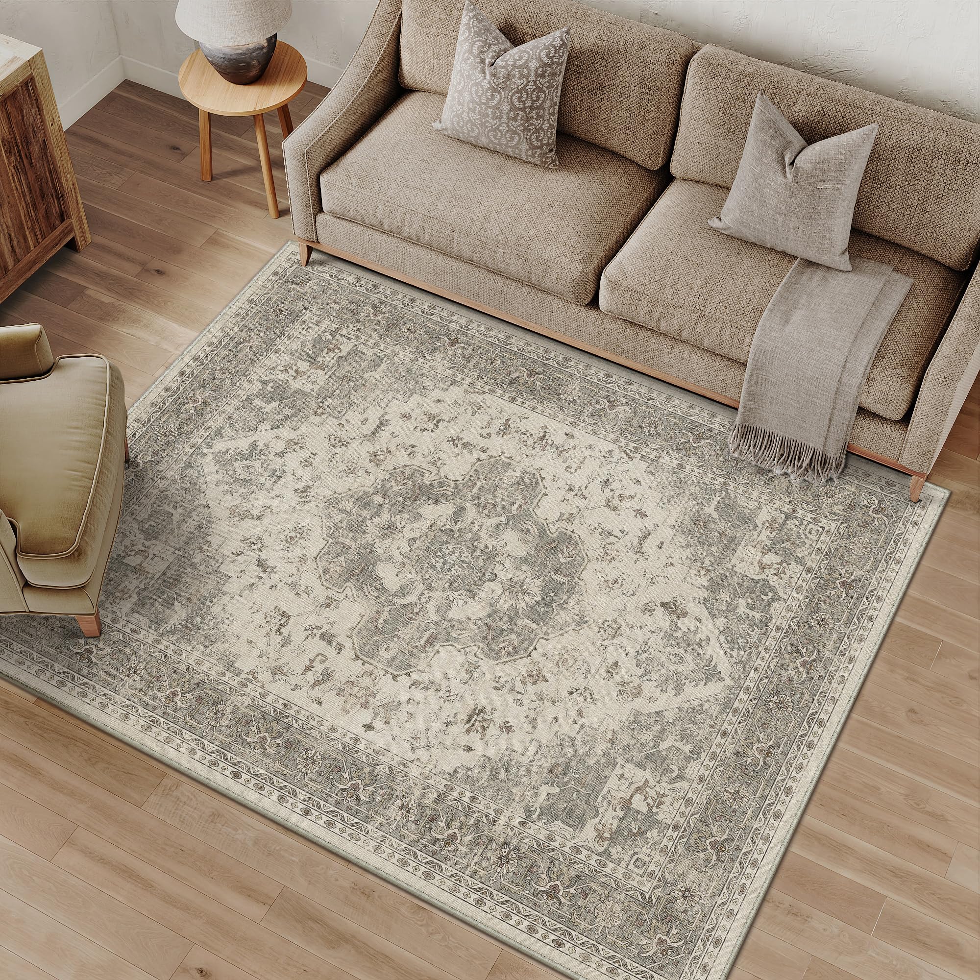 PureCozy Waschbarer Teppich Wohnzimmer Vintage Böhmischen Tepich