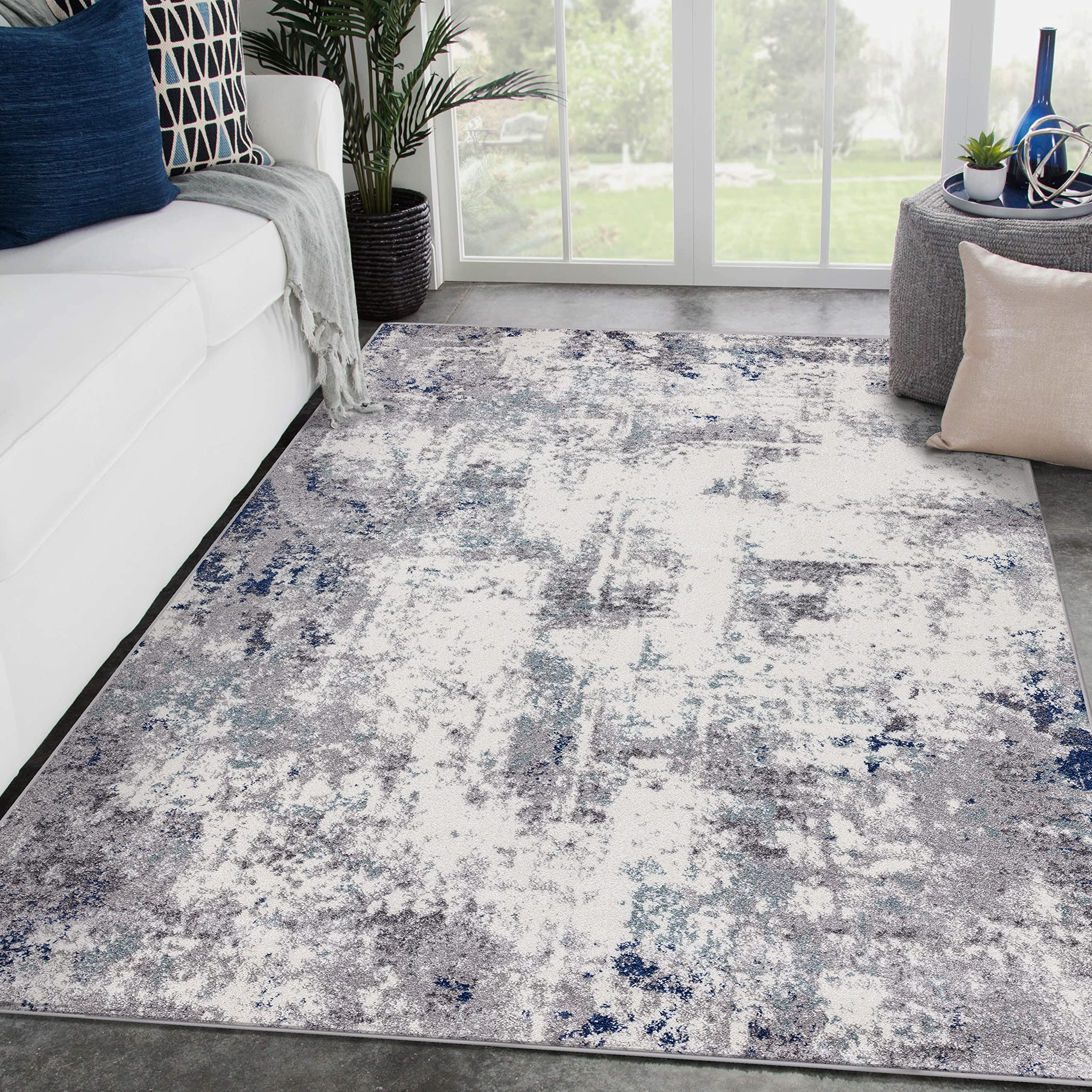 LUXE WEAVERS Hampstead Abstract Area Rug - Medium Pile, Modern Area Rug, Ivory / 8 x 10