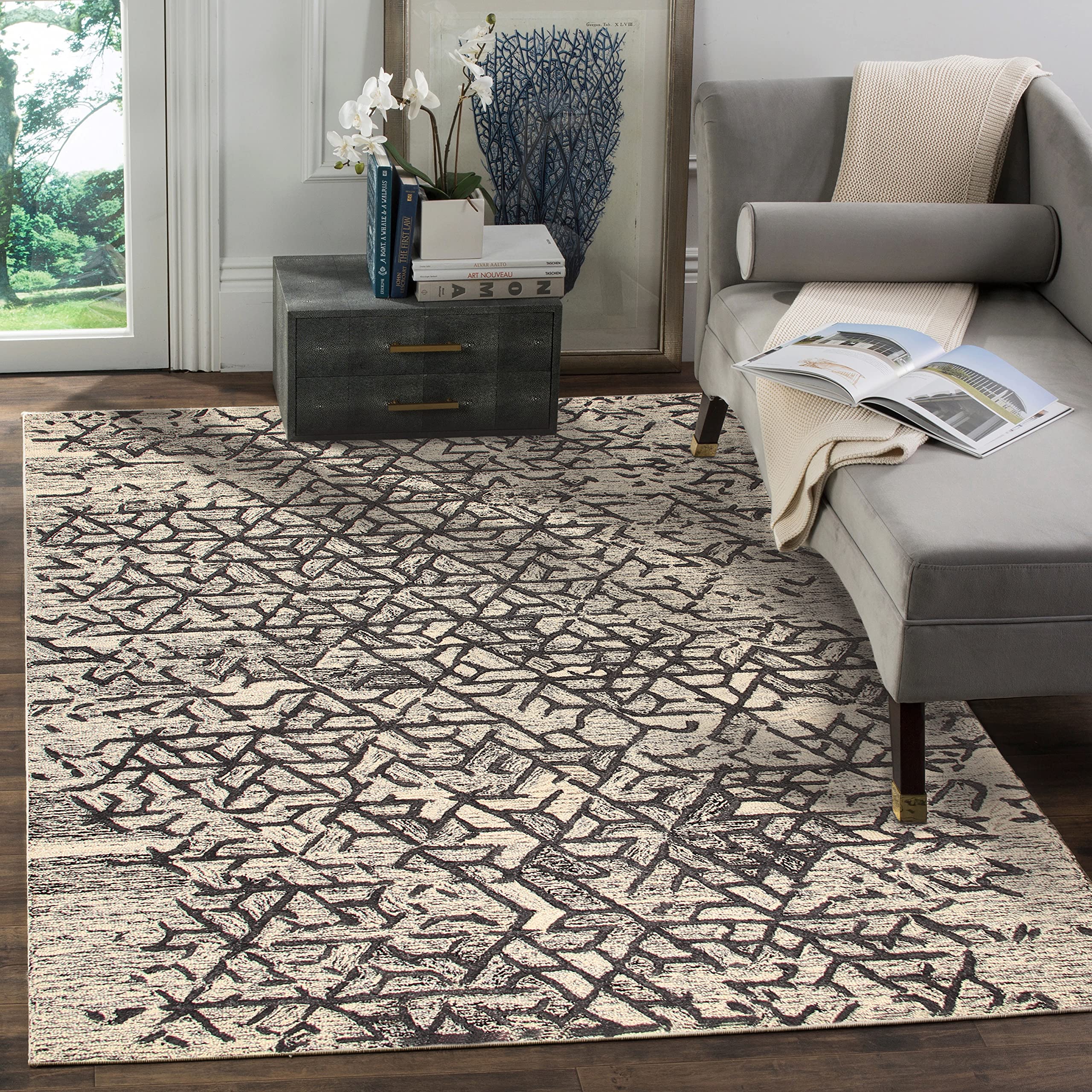 Himalaya Studio HandTufted Carpet in Size 5x8ft for LivingRoom, Bedroom and Offices Natural Wool