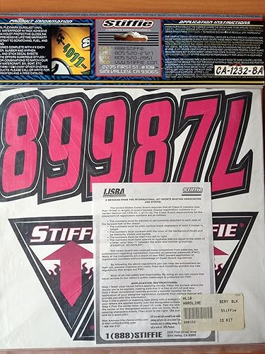 Miniatura 2 de STIFFIE Hardline Berry/Black - Calcomanías de identificación alfanuméricas, adhesivos de números de registro para barcos y embarcaciones personales,