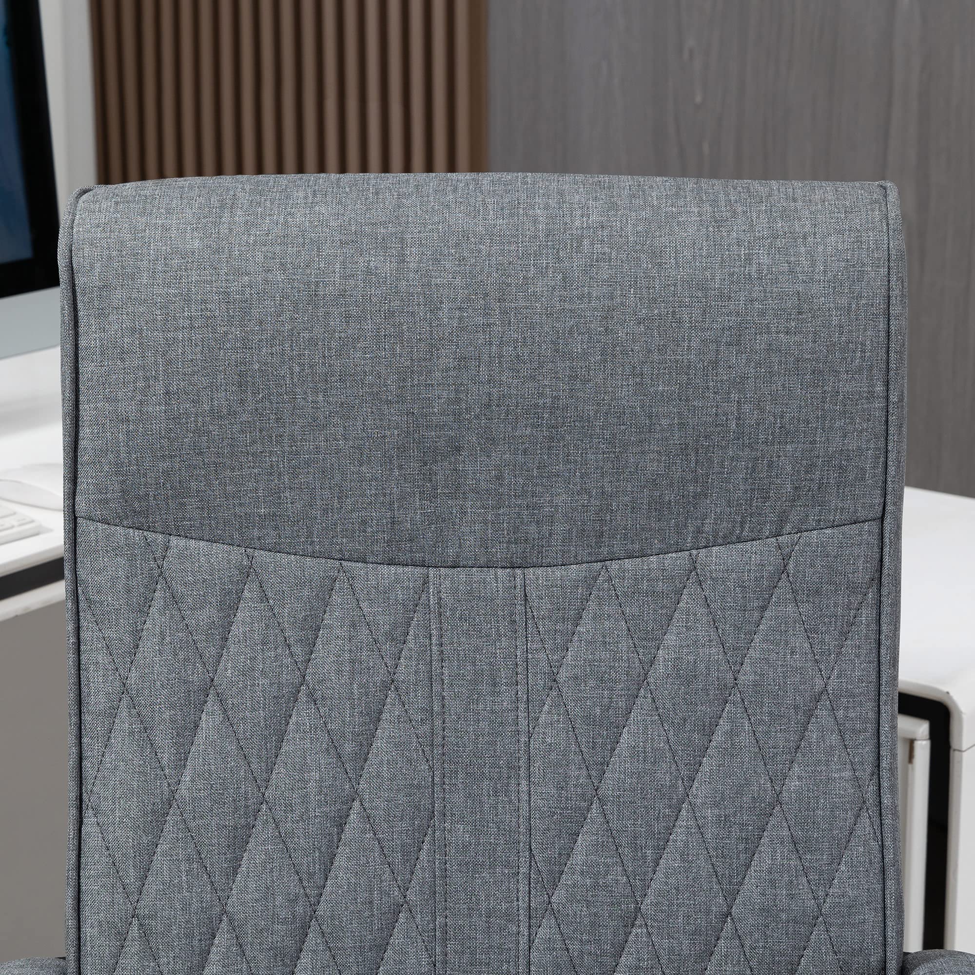 Vinsetto Silla de Oficina Giratoria PU 65x72x102-112,5 cm Gris Oscuro | Silla de Escritorio Basculante, Respaldo Alto, Altura Ajustable, para Salón Oficina, Carga 120 kg