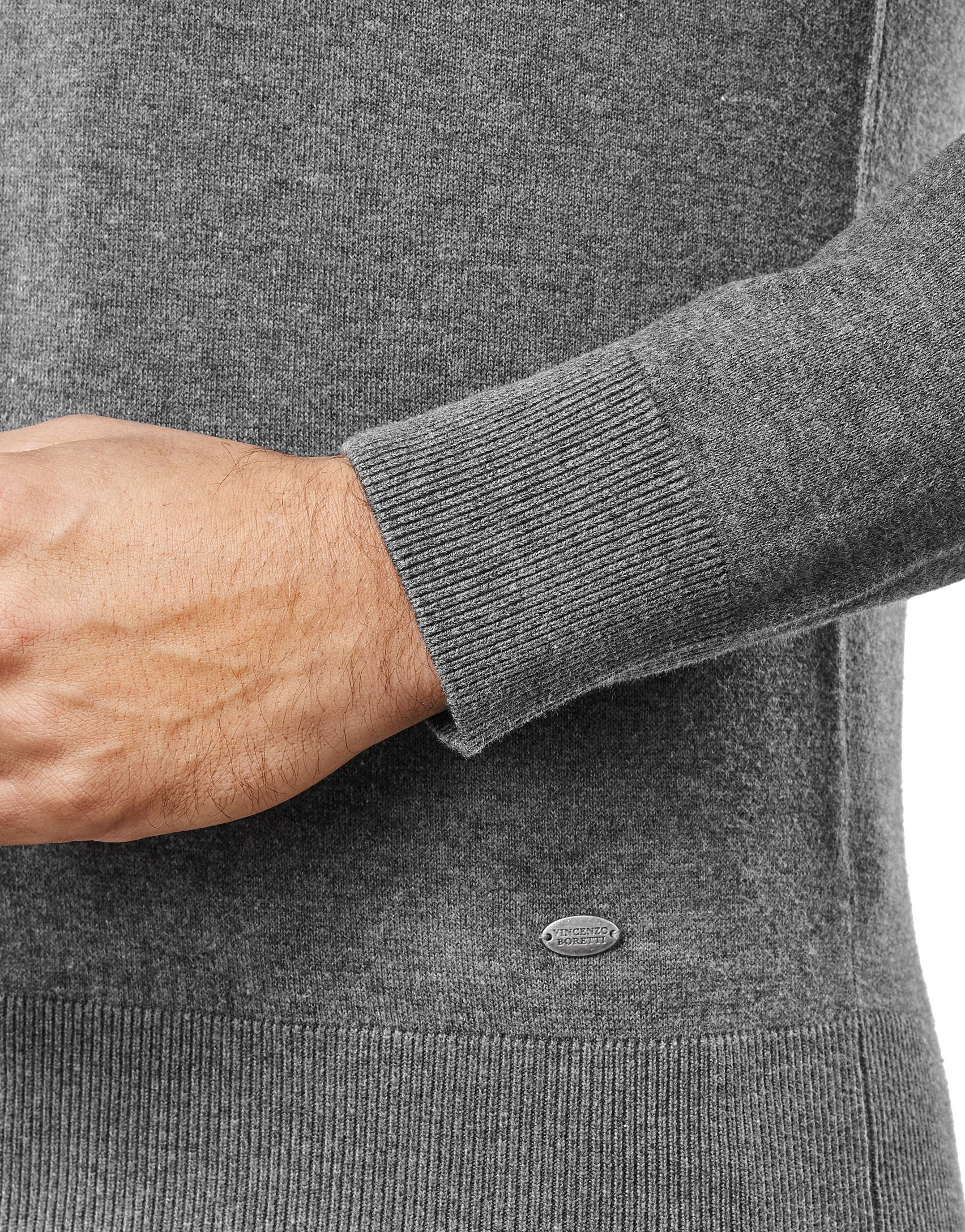 Vincenzo Boretti Maglione-Pullover Elegante da Uomo, Disegno Classico con Collo-a V, Manica-Lunga, Taglio Aderente/Slim-Fit, Caldo - Ideal per Inverno, Autunno, Mezza Stagione