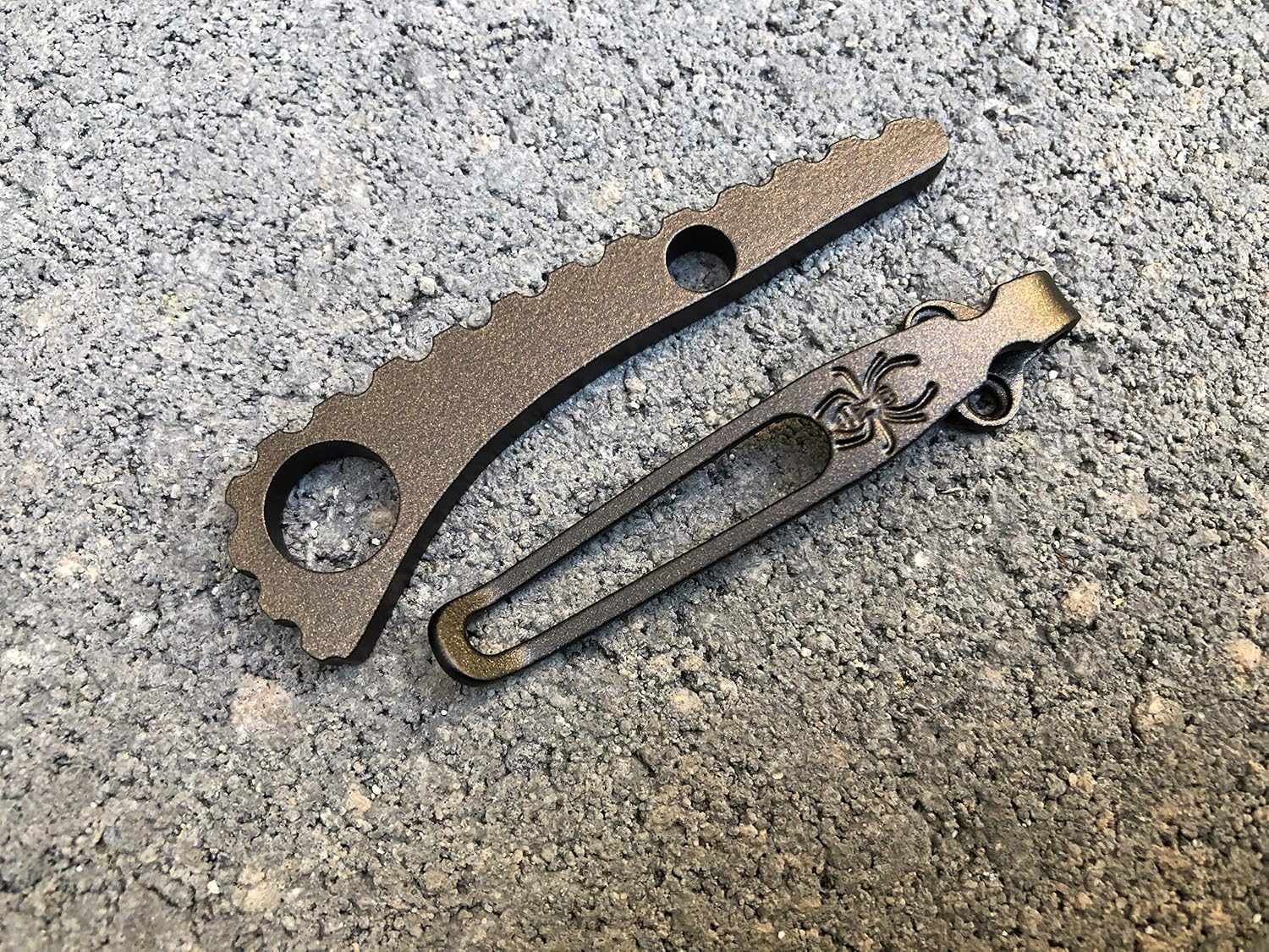 Dark Bronze Titanium Back Spacers and Pocket Clip Set For Spyderco Paramilitary 2