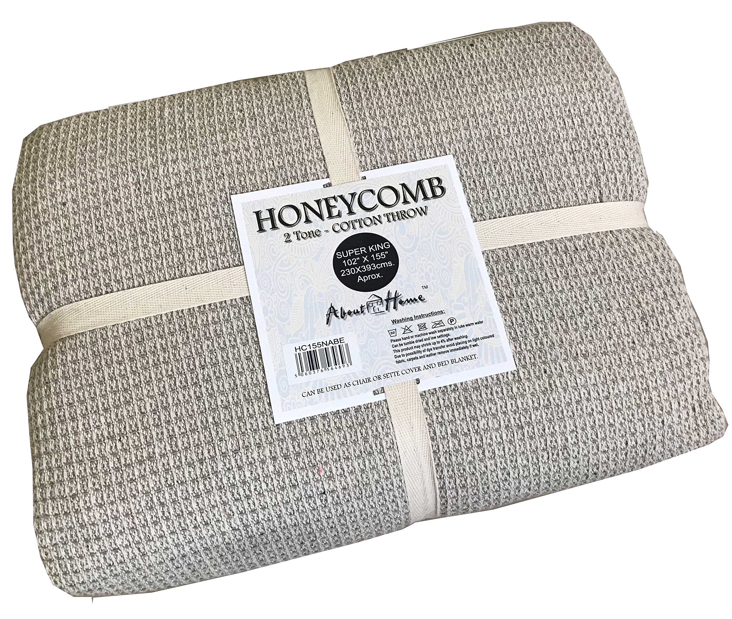 About Home Honeycomb waffle Cotton Throws (Two-Tone) (Natural/Beige, 102"x155")