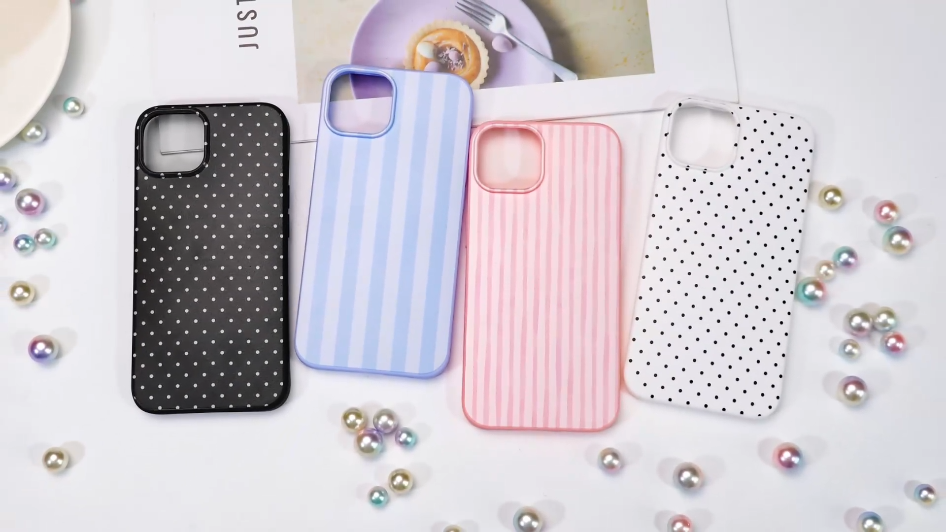 Yirlbey Estivi Cover per iPhone 15 Pro Max 6,7'', Custodia Rosa e Bianco Stripes Striped Disegno Motivo Aesthetic Summer per Ragazza Antiurto Rosa Silicone Morbido TPU Cellulare Protezione Case, Righe