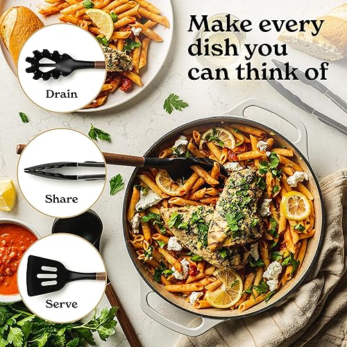 Miniatura 4 de Juego de utensilios de cocina de silicona y soporte para el nuevo hogar y el primer apartamento, juego de artículos esenciales de cocina, espátula,